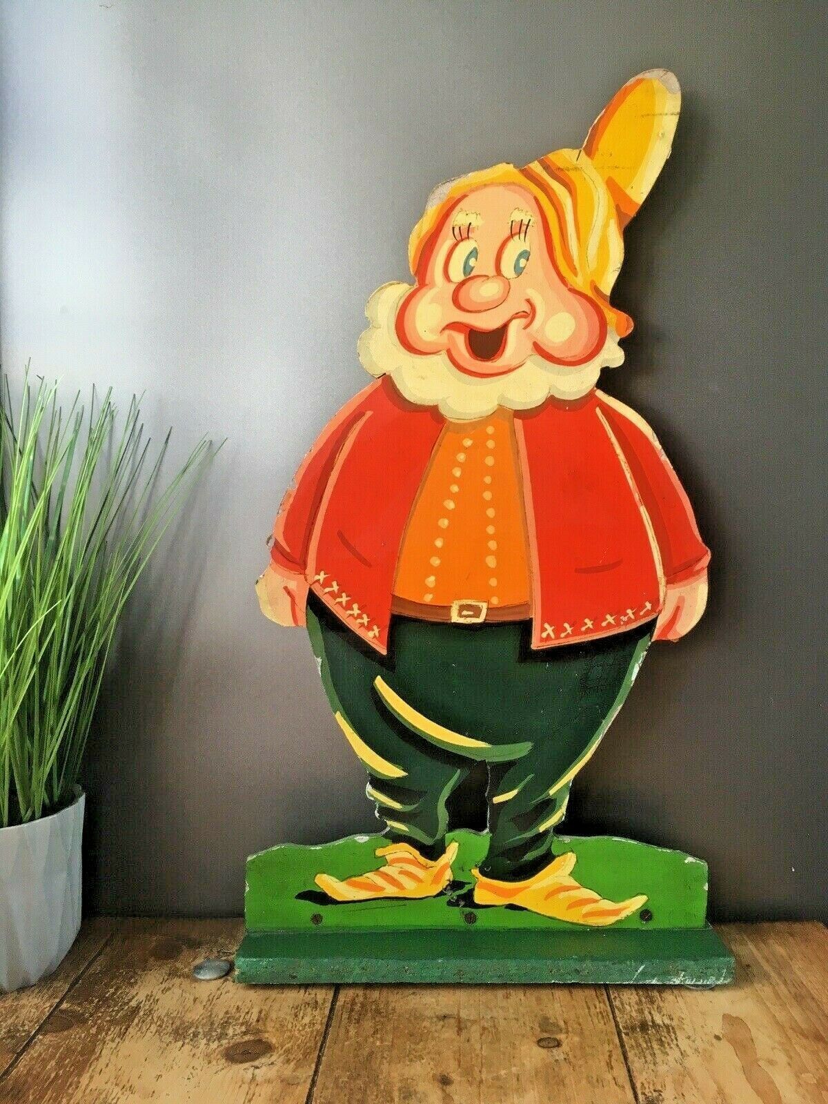 Large Vintage 1970's Snow White & The Seven Dwarfs Wooden Funfair Garden Display photo for sale