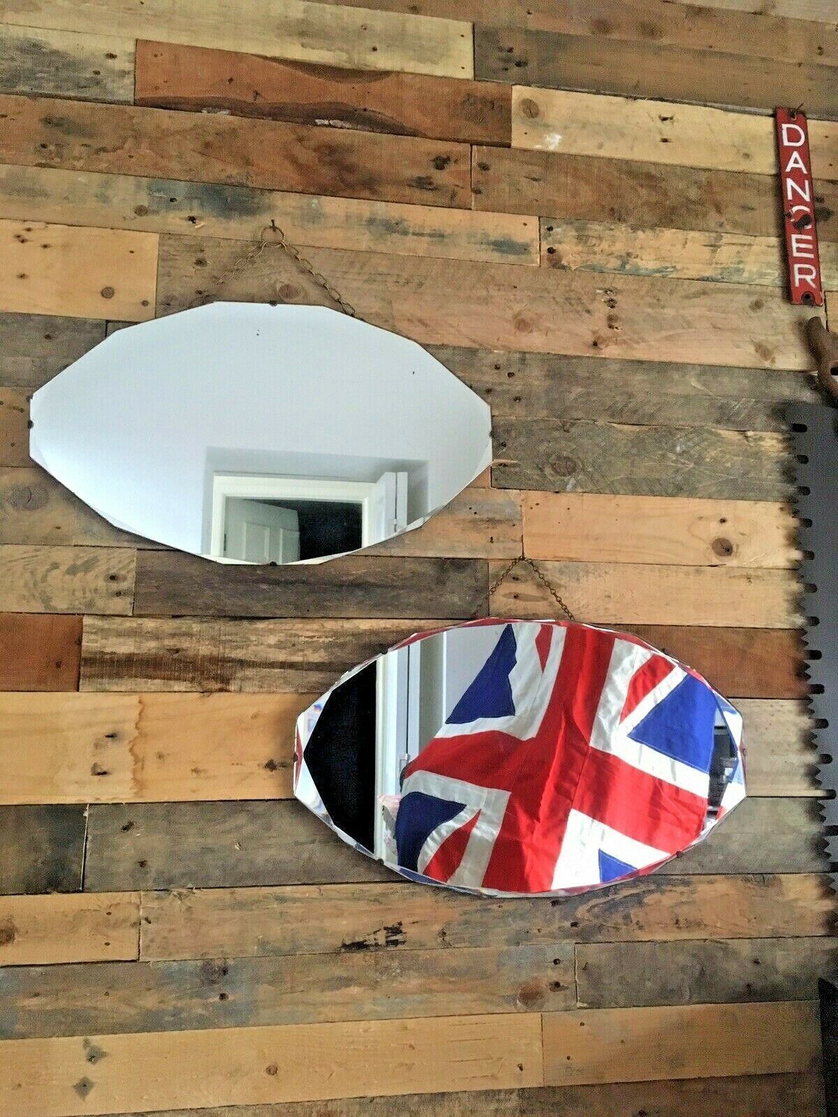 2 Gorgeous 1930's Art Deco Period Mirrors Multi Faceted Edge Near Pair 1920's