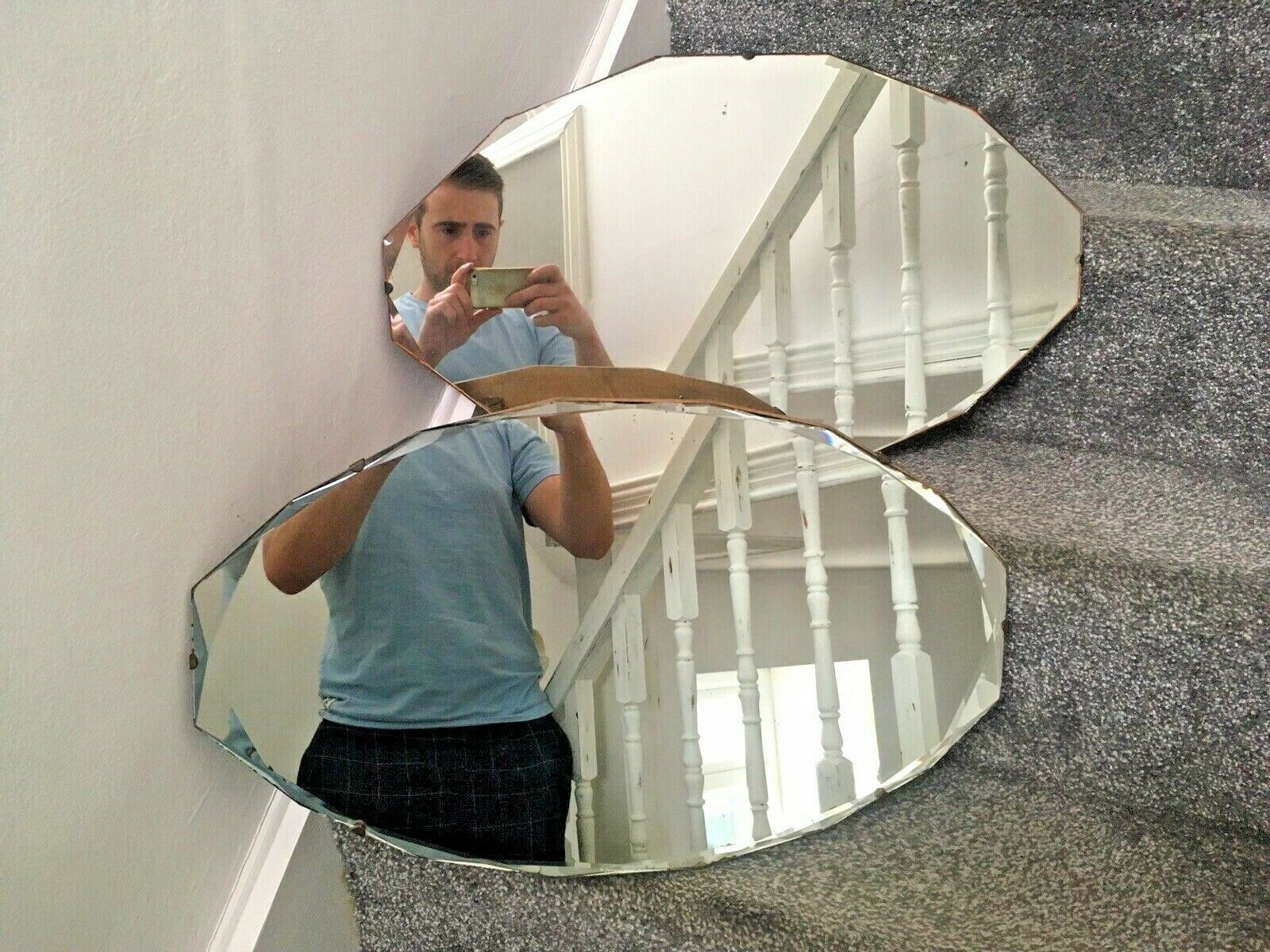 photo for sale 2 Gorgeous 1930's Art Deco Period Mirrors Multi Faceted Edge Near Pair 1920's