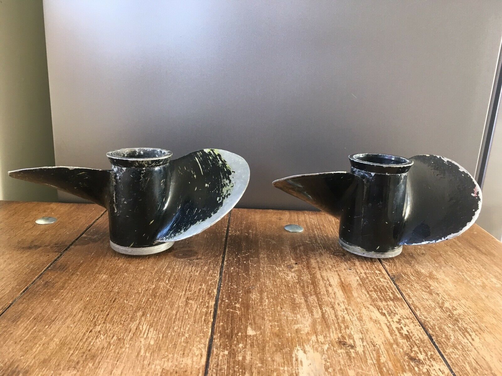 Home Decor 2 Vintage 60's Mercury Aluminium Propellers Candle Holders Lamp Light Upcycle photo