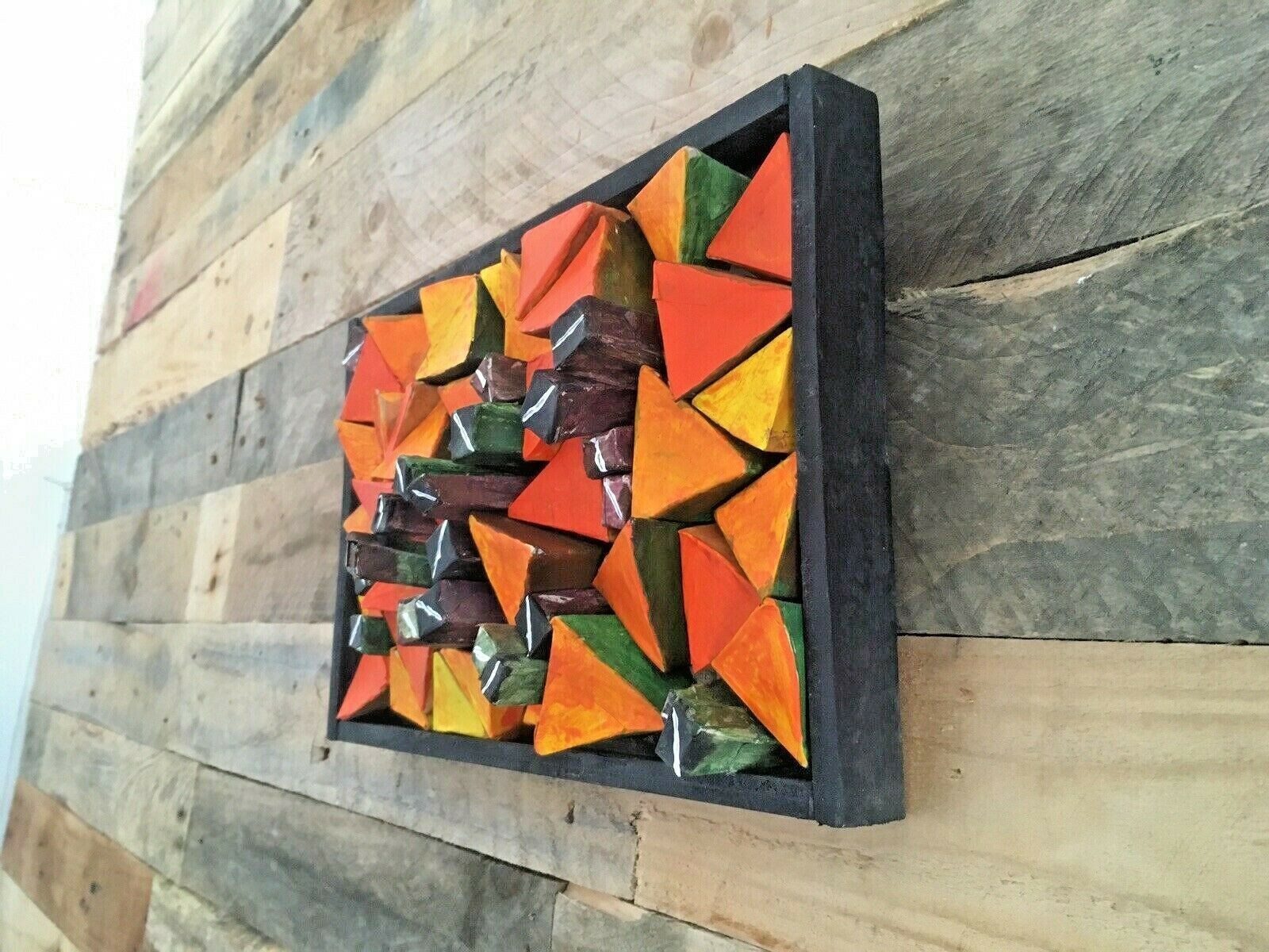 55.0 Small 3d Painting Wall Art Geometric Shapes Abstract Mcm Mid Century 60's Style photo