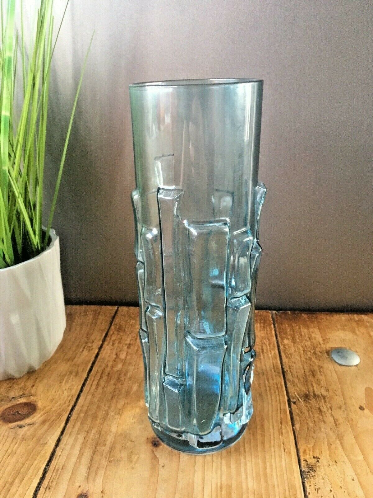 Retro 60s Aseda Bo Borgstrom Textured Bamboo Bark Scandinavian Glass Vase B5/832 photo Home Decor