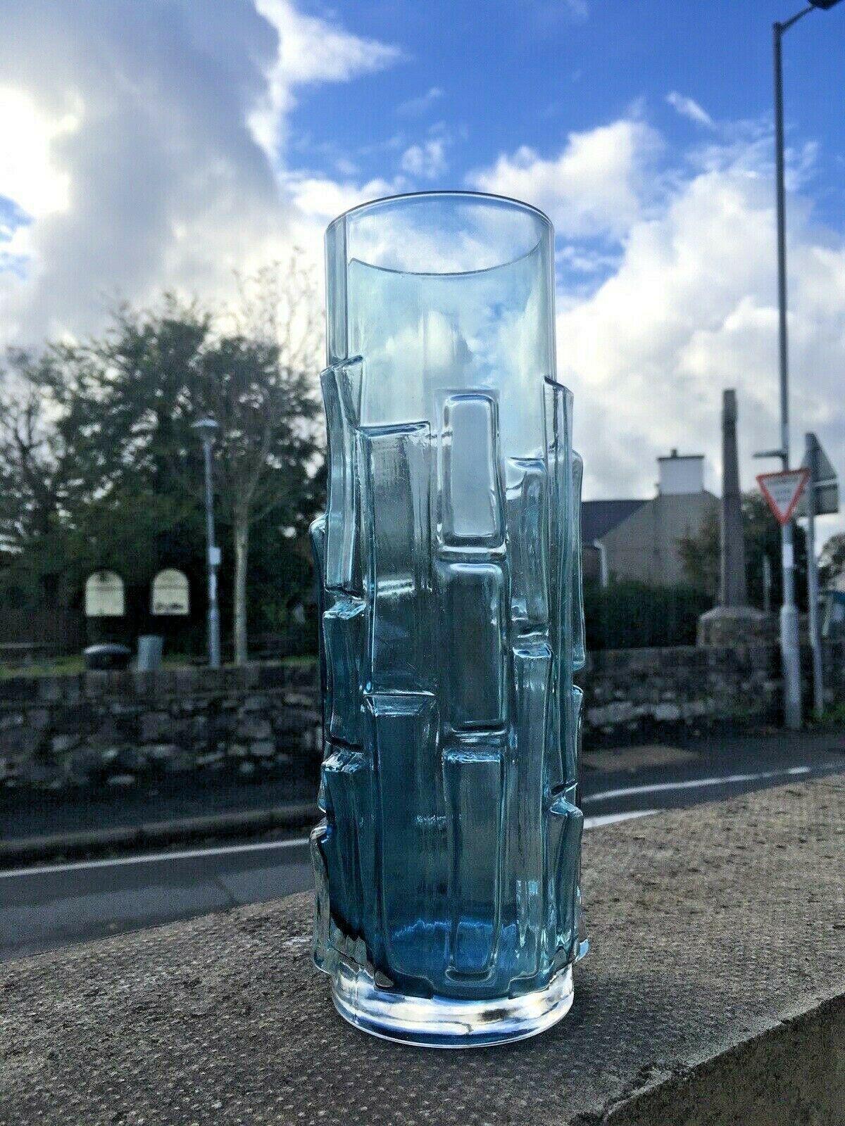 Home Decor Retro 60s Aseda Bo Borgstrom Textured Bamboo Bark Scandinavian Glass Vase B5/832 photo