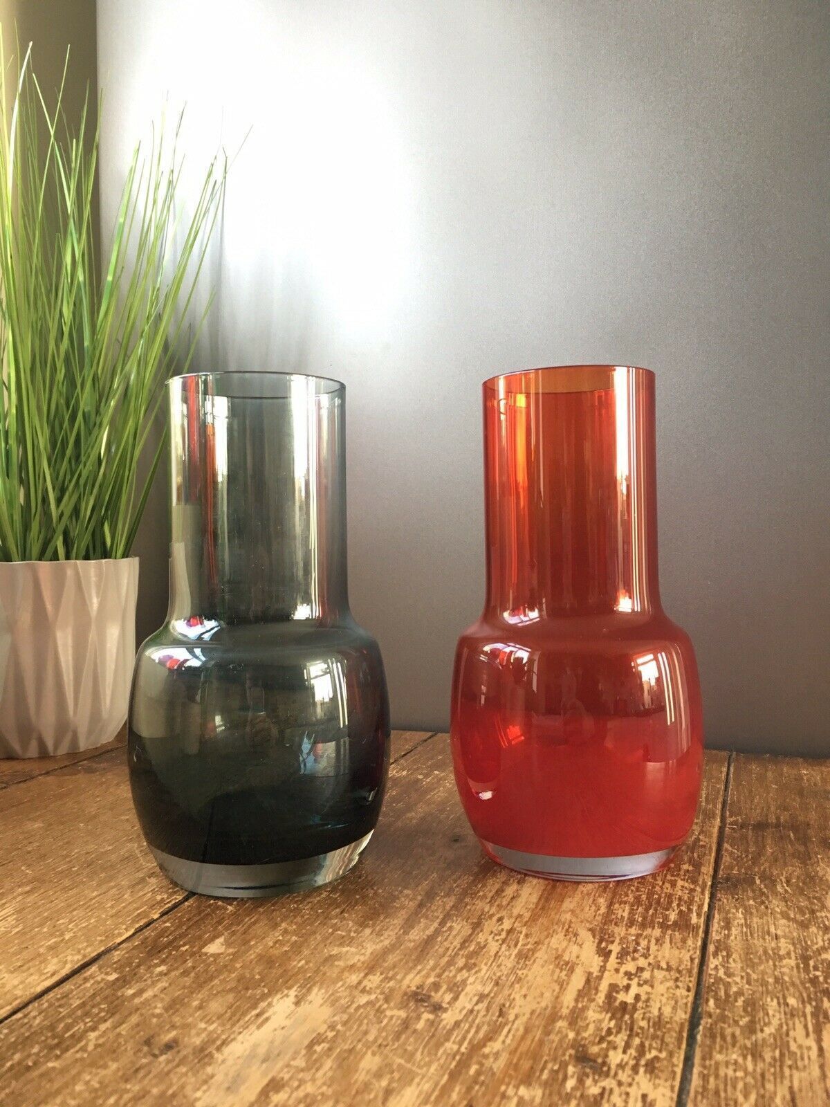 Retro 70's Riihimaki Tall Green Art Glass Vase 1483 Tamara Aladin Scandinavian photo 50.0