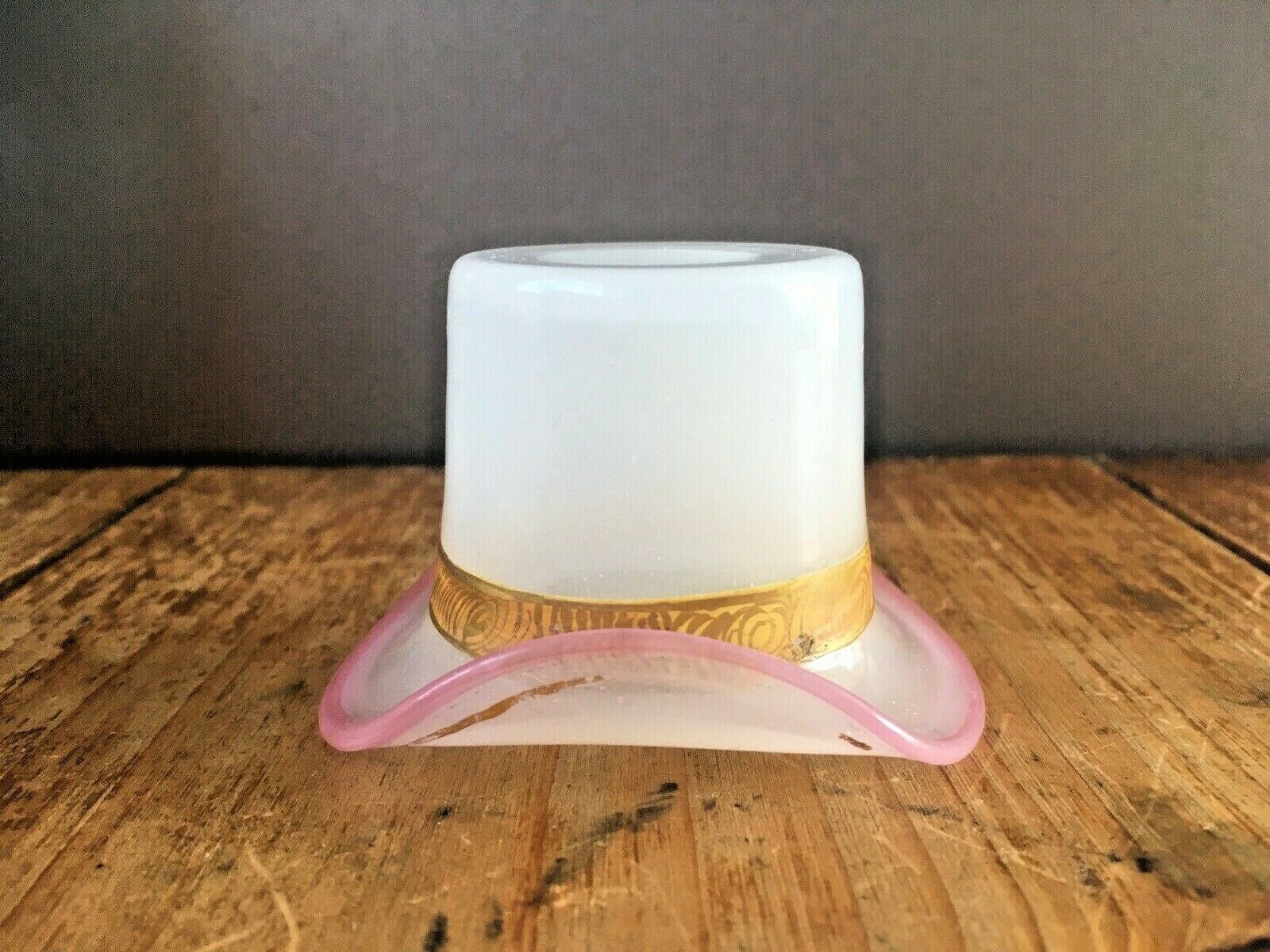 Superb Antique Miniature Opalescent Glass Top Hat Vase Eye Bath Match Holder photo Home Decor