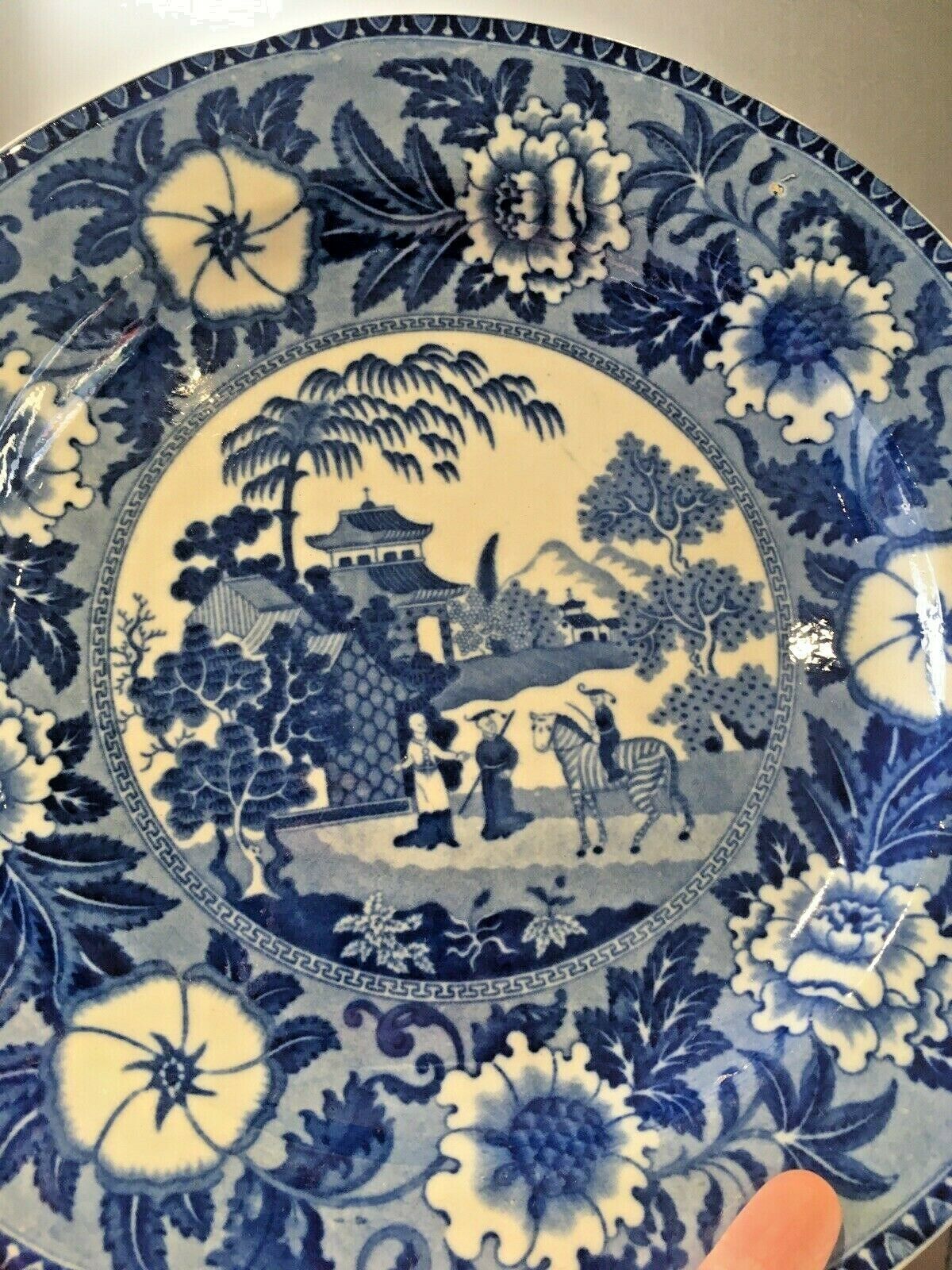 photo for sale Antique C1825 29 Toft & May Zebra Pattern Blue & White Pearlware Plate Roger