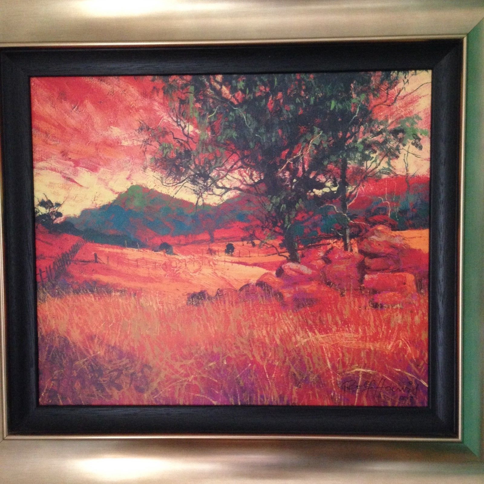 Rolf Harris Signed Limited Edition Framed Print 120 Of 195 Rocky Outcrop Sunset photo Art