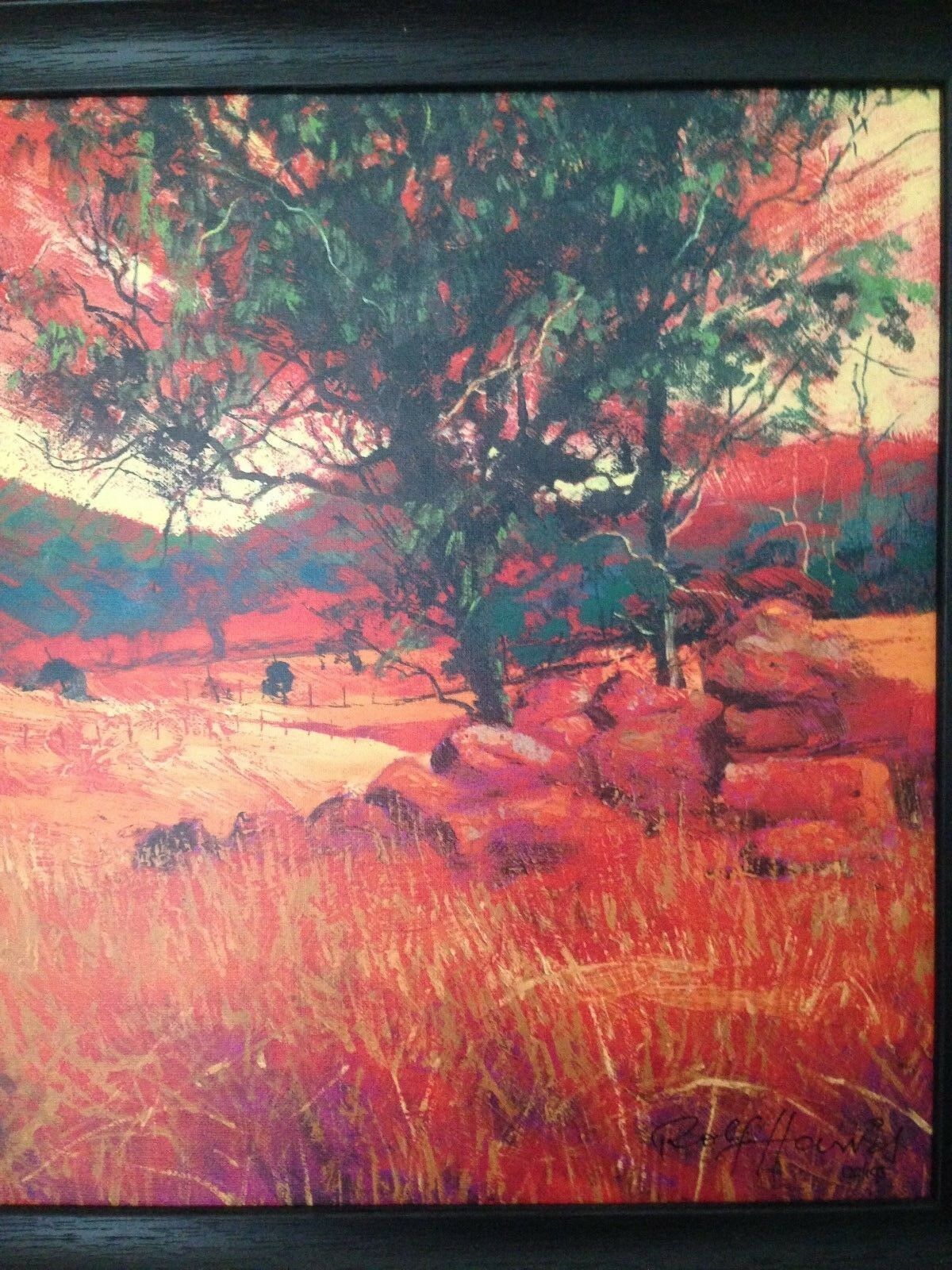 Rolf Harris Signed Limited Edition Framed Print 120 Of 195 Rocky Outcrop Sunset photo vintage