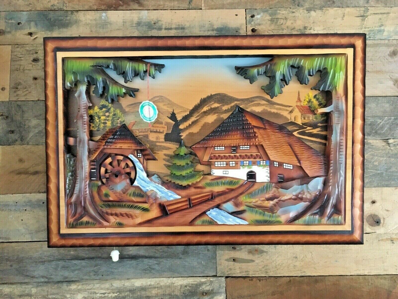 Original Ruks Blackforest 3d Adzed Diorama Water Mill Reuge Swiss Musical Movement