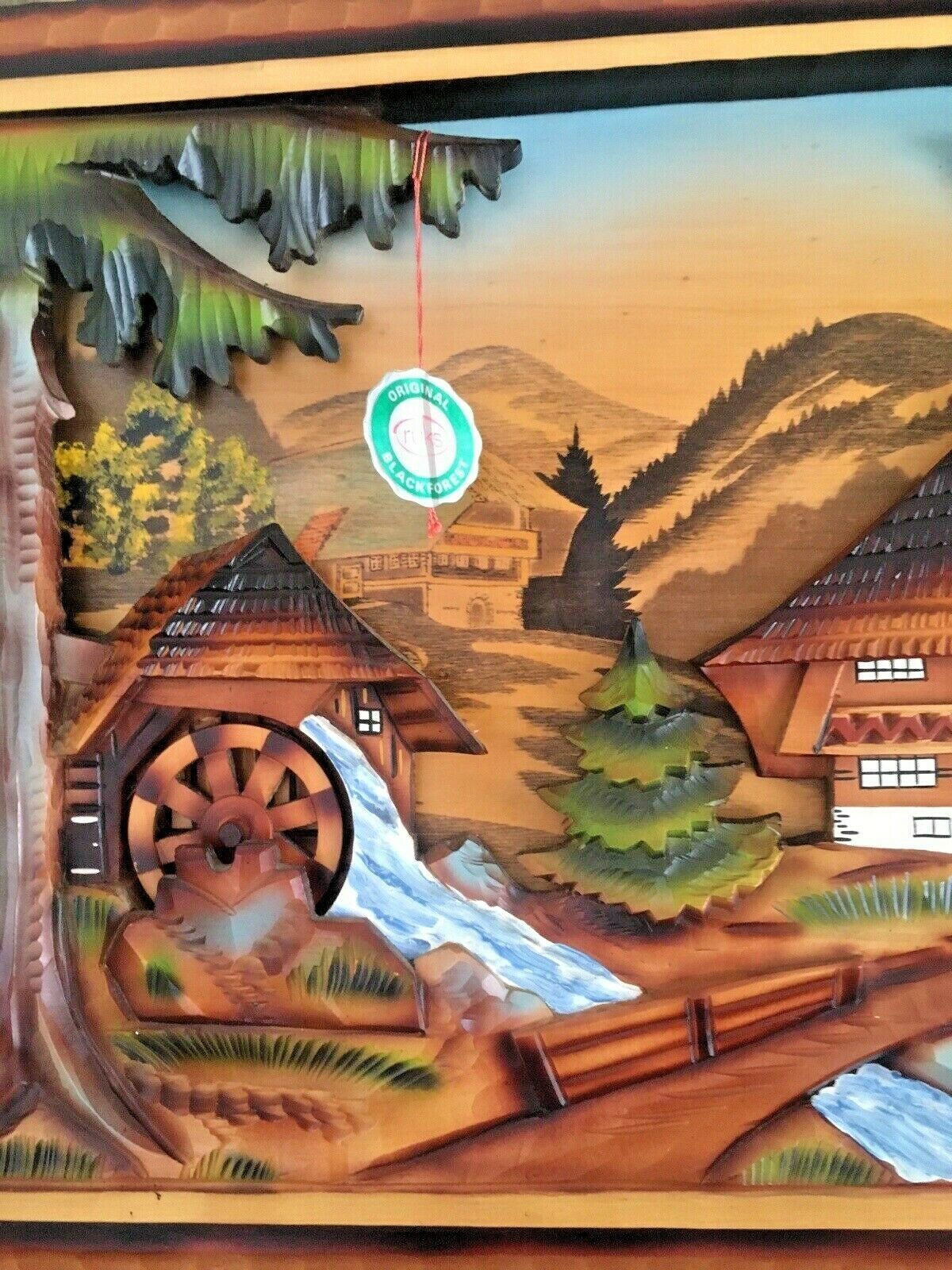 Original Ruks Blackforest 3d Adzed Diorama Water Mill Reuge Swiss Musical Movement photo for sale