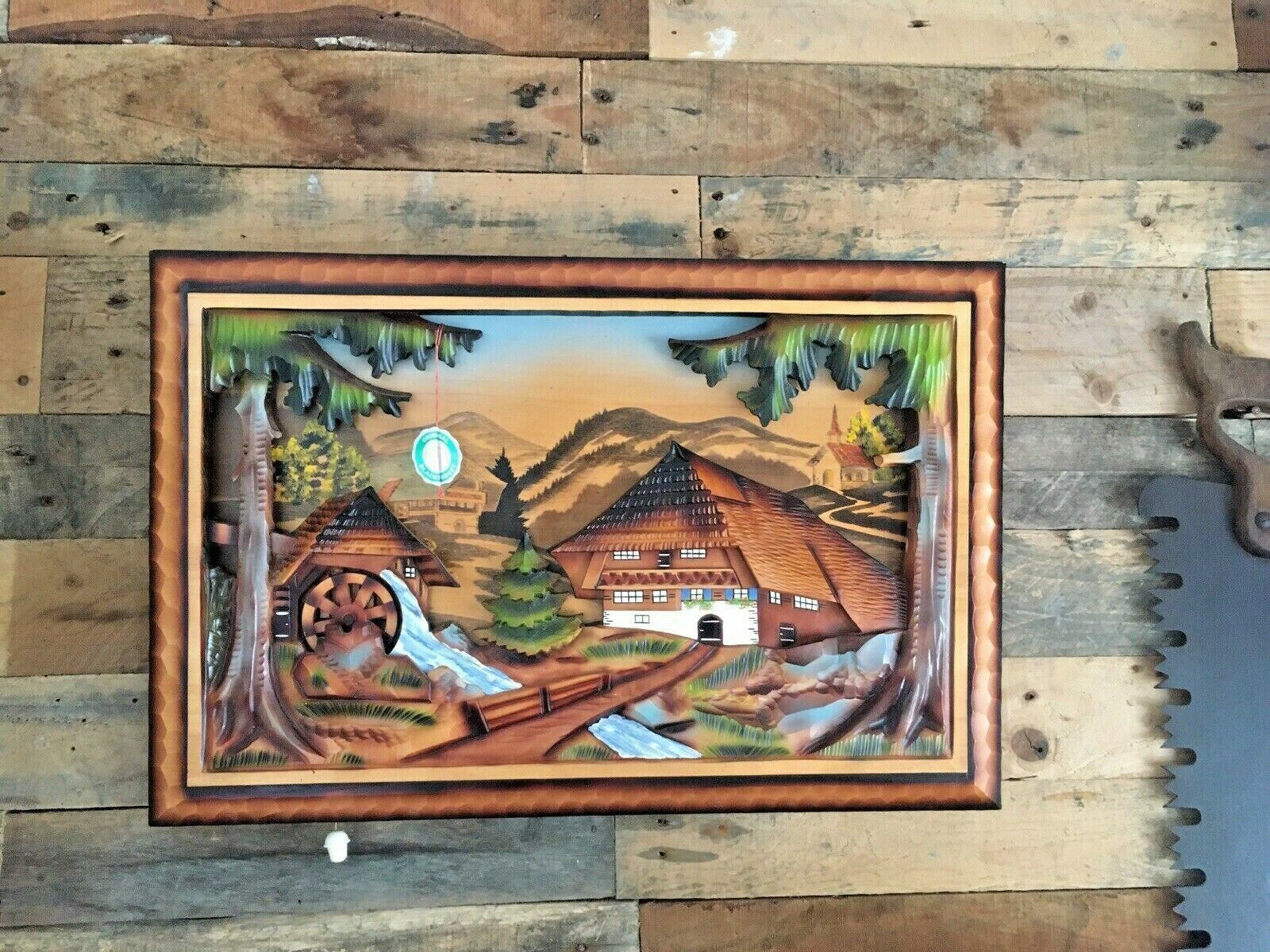 160.0 Original Ruks Blackforest 3d Adzed Diorama Water Mill Reuge Swiss Musical Movement photo