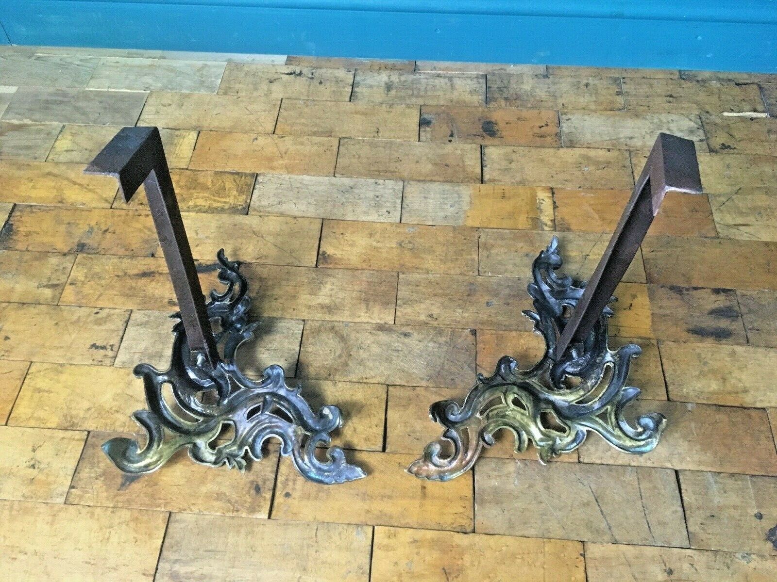Superb Antique C1860 Charles Casier French Rococo Fireside Fire Dogs Andirons Chenets photo buy