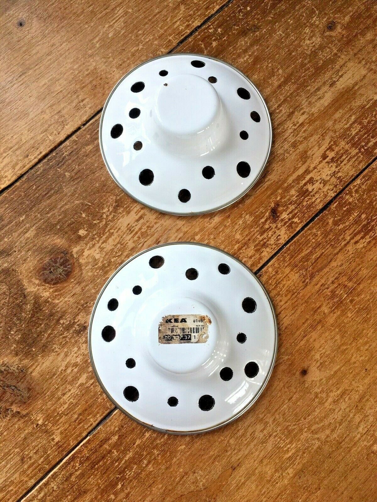 Pair Of 1980's Ikea Multicoloured Enamel Tea Light Candle Holders Space Age Ufo photo for sale