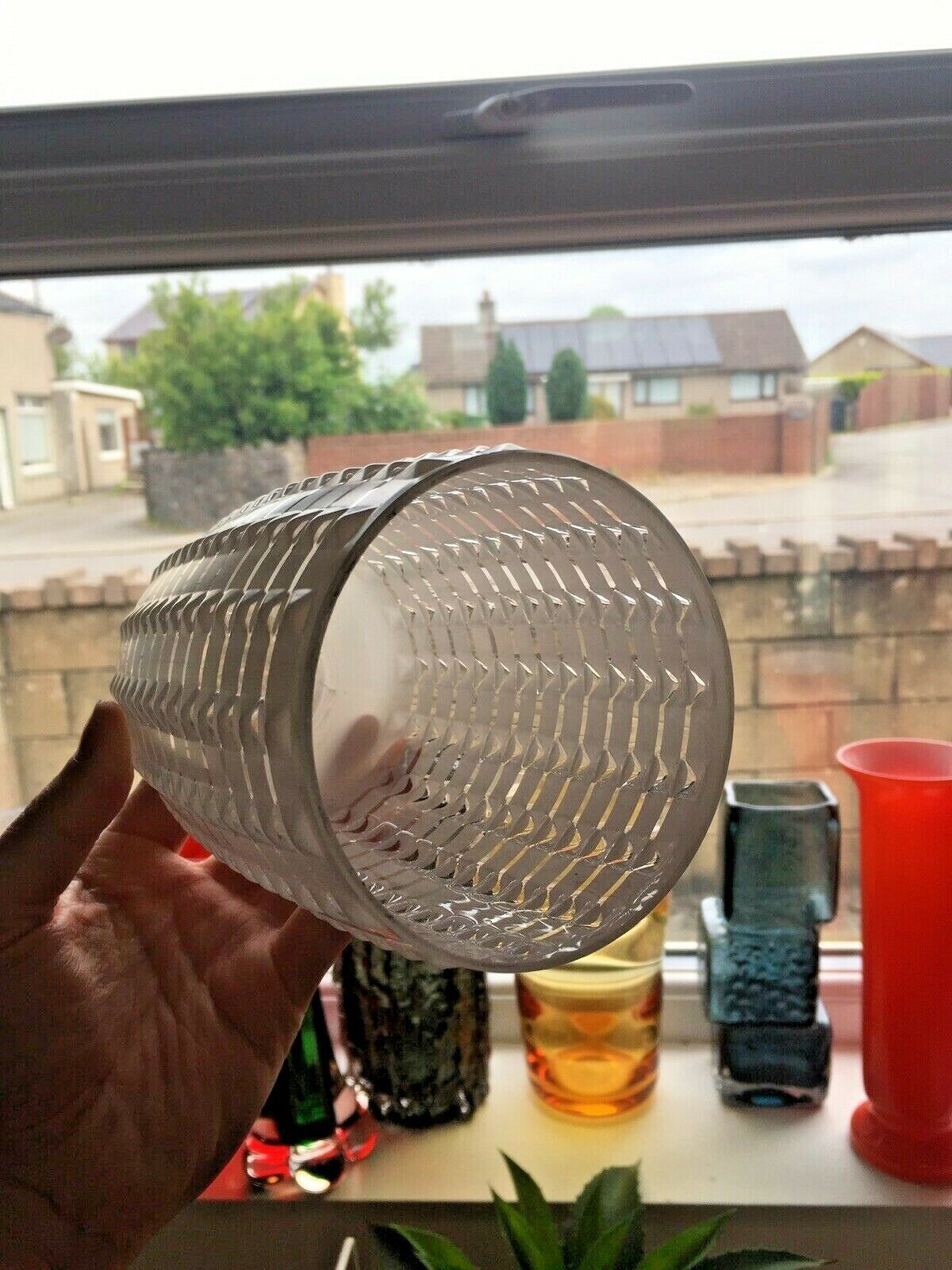 Retro Space Age 70's Op Art Knobbly Rippled Textured Glass Lamp Shade Vintage photo vinterior