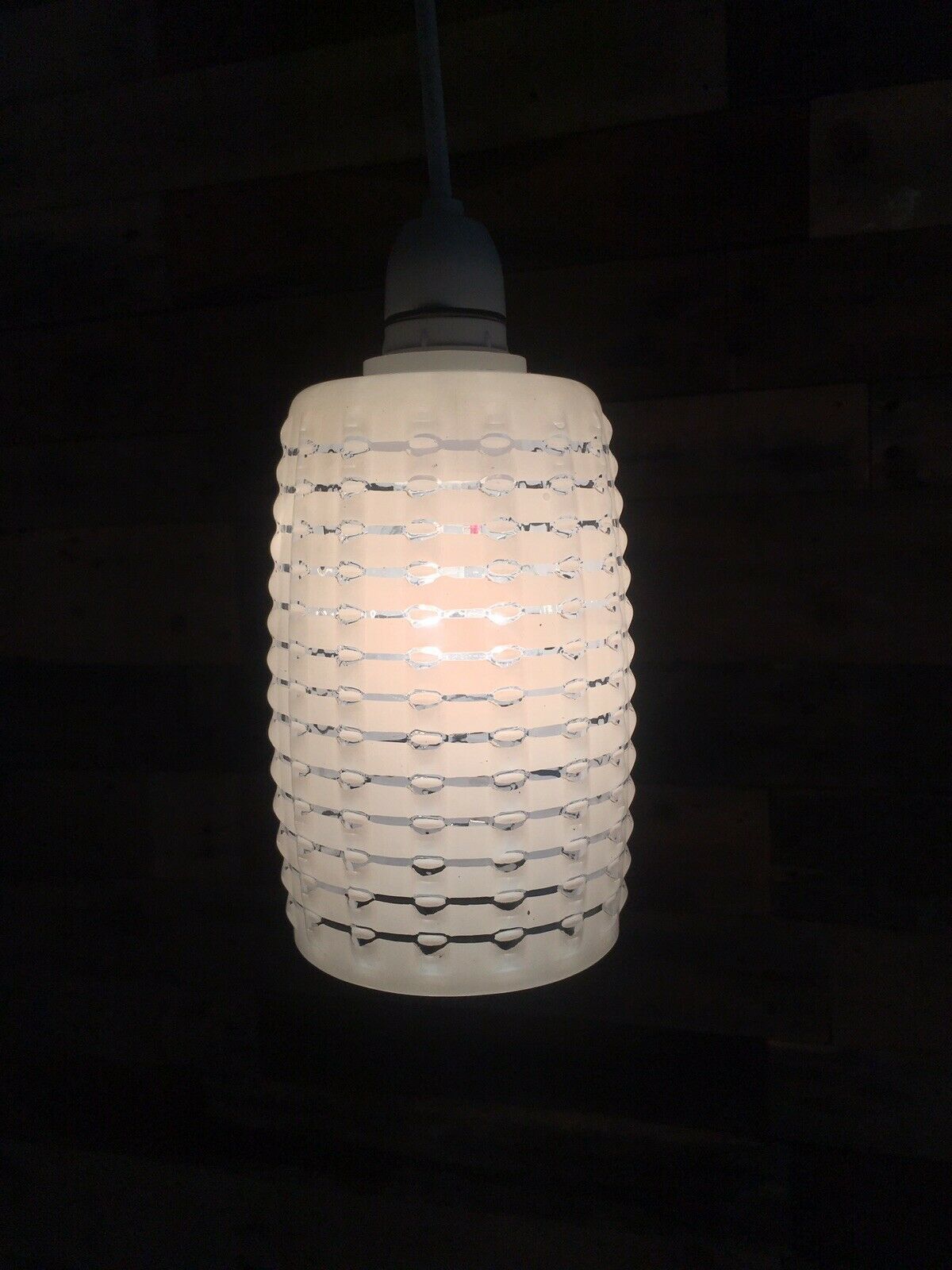 Retro Space Age 70's Op Art Knobbly Rippled Textured Glass Lamp Shade Vintage photo vintage