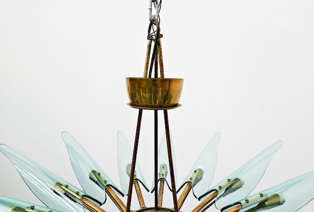 1950's Italian Dahlia Chandelier "Mod. 1563a" By Max Ingrand For Fontana Arte photo for sale