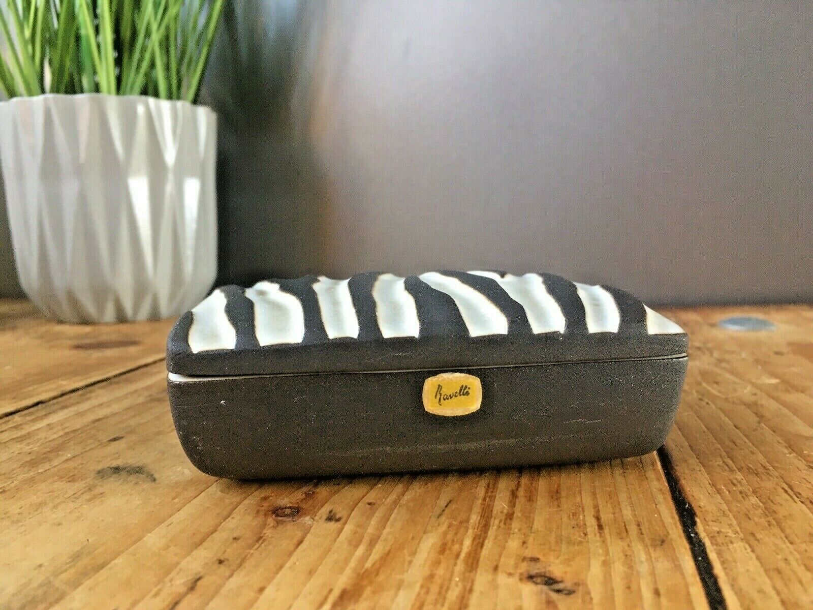50's Mid Century Modern Jaap Ravelli Textured Zebra Animal Print Trinket Box Pot photo furniture