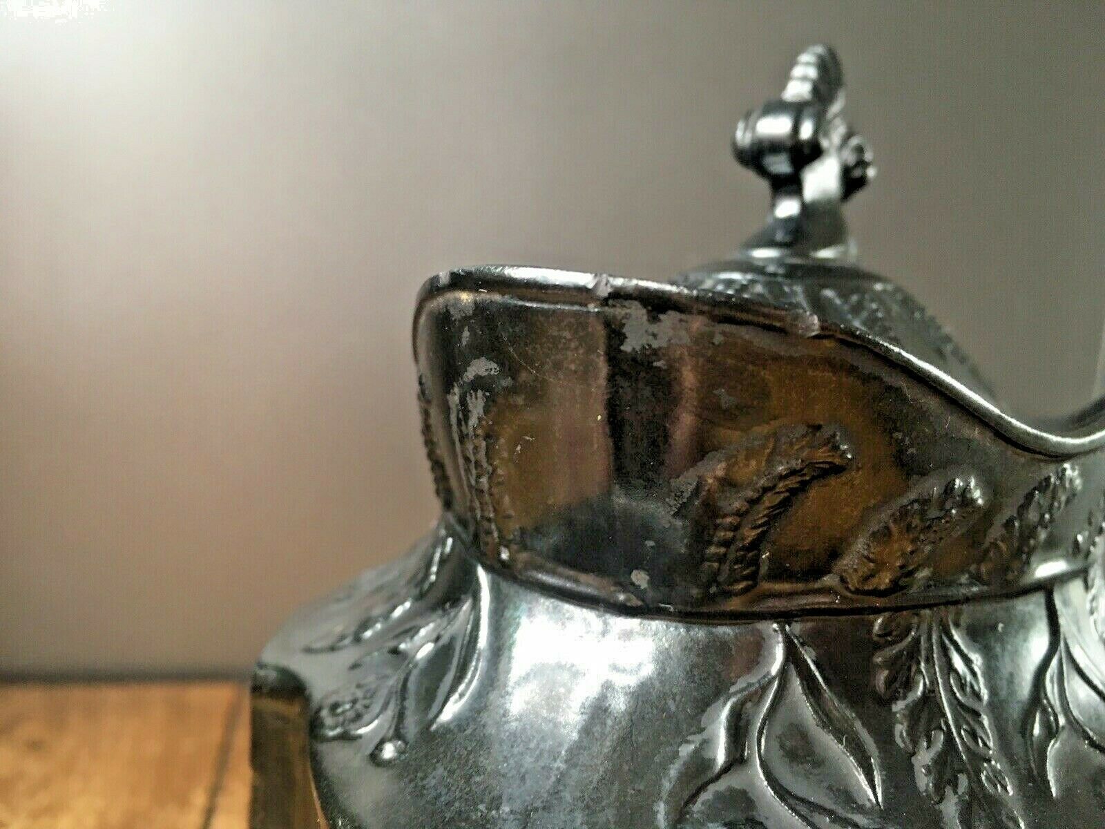 Rare Early 19th Century Black Basalt Neoclassical Leaves Teapot Castleford Style photo vintage