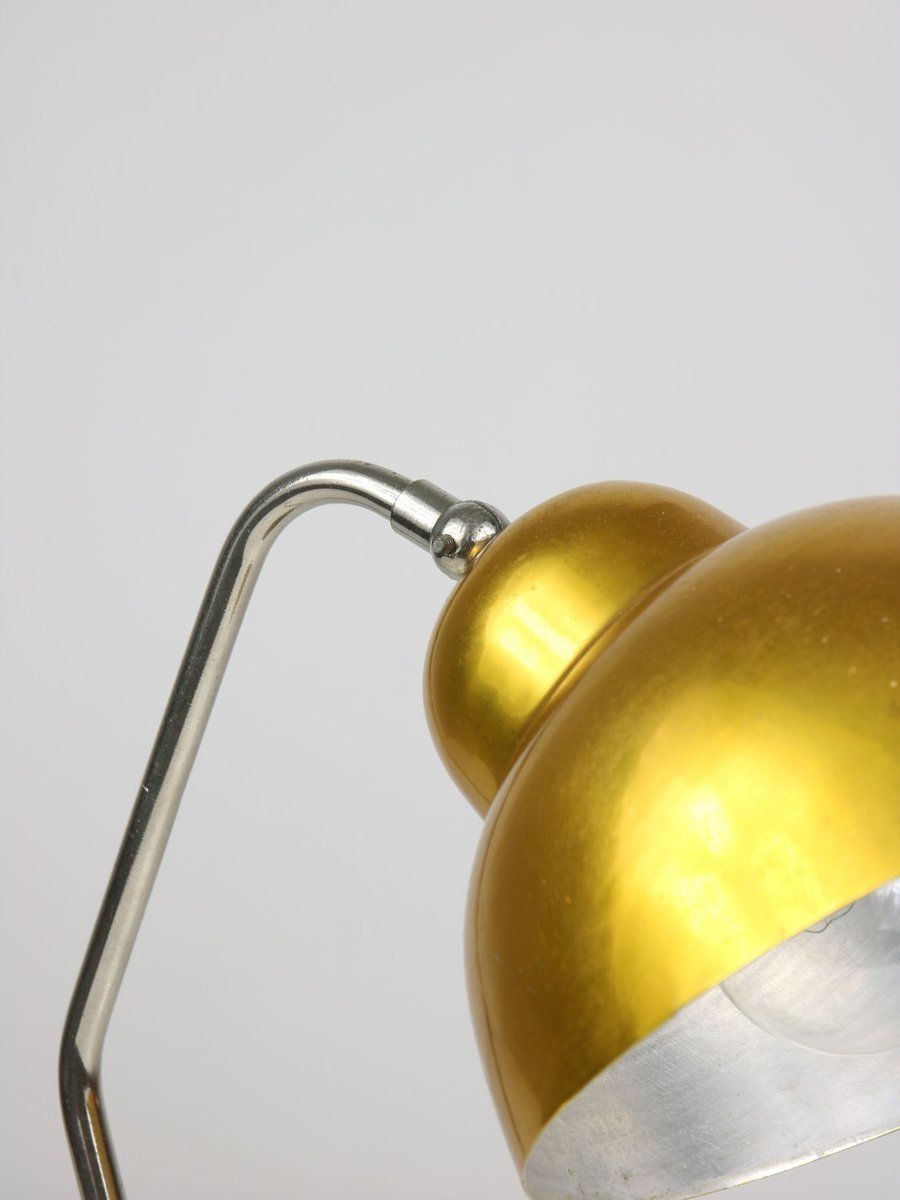 886.0 Mid Century Gold And Red Table Lamps, 1950s, Set Of 2 photo