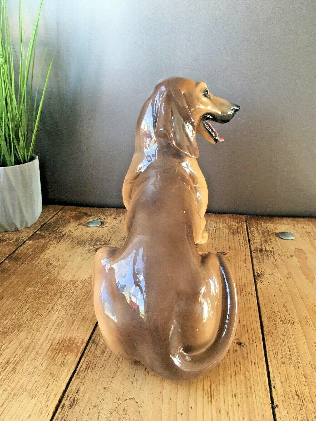 Large Antique / Vintage Italian Pottery Fireside Sitting Dachshund Sausage Dog photo 130.0