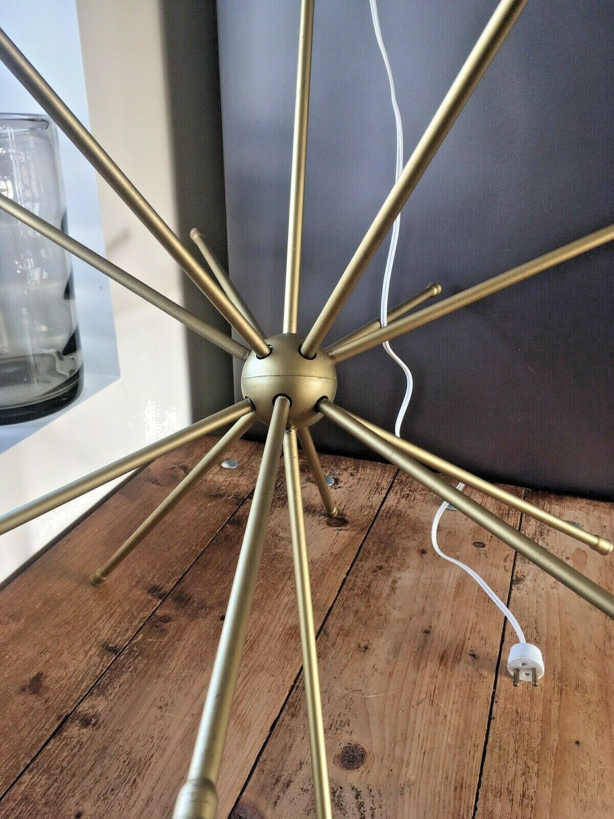 Sputnik Atomic Gold Plastic Ceiling Chandelier Light photo for sale