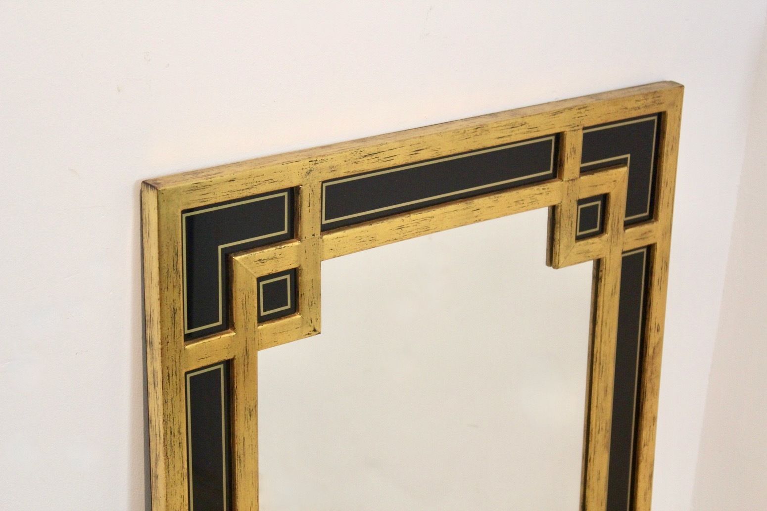 Giltwood And Black Glass Mirror By Deknudt Belgium photo Home Decor