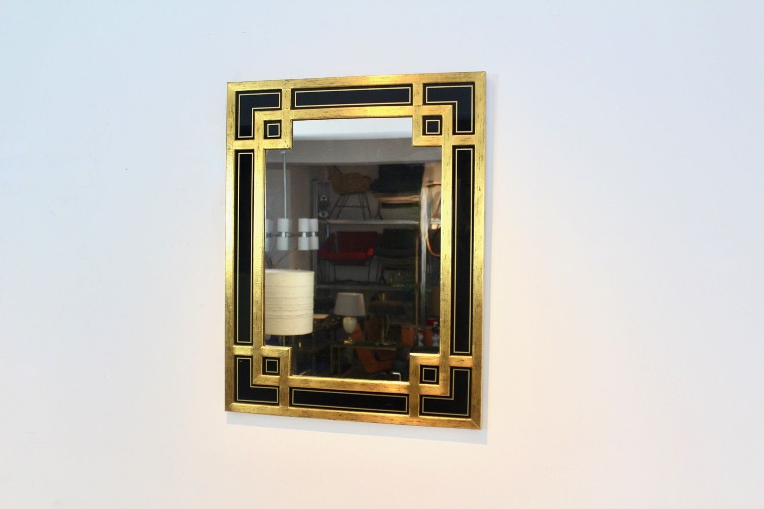Giltwood And Black Glass Mirror By Deknudt Belgium photo buy