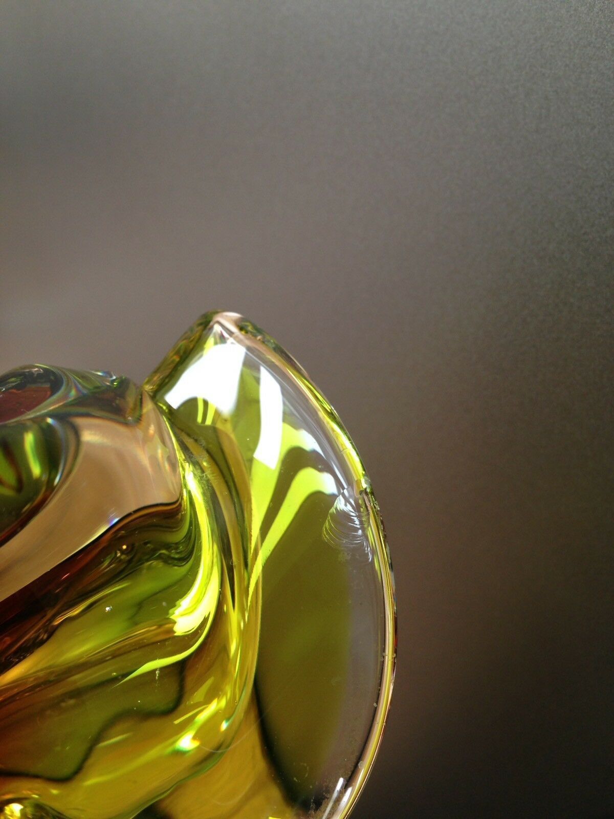 Large Heavy Green & Brown Czech Chribska Freeform Art Glass Bowl Josef Hospodka photo buy