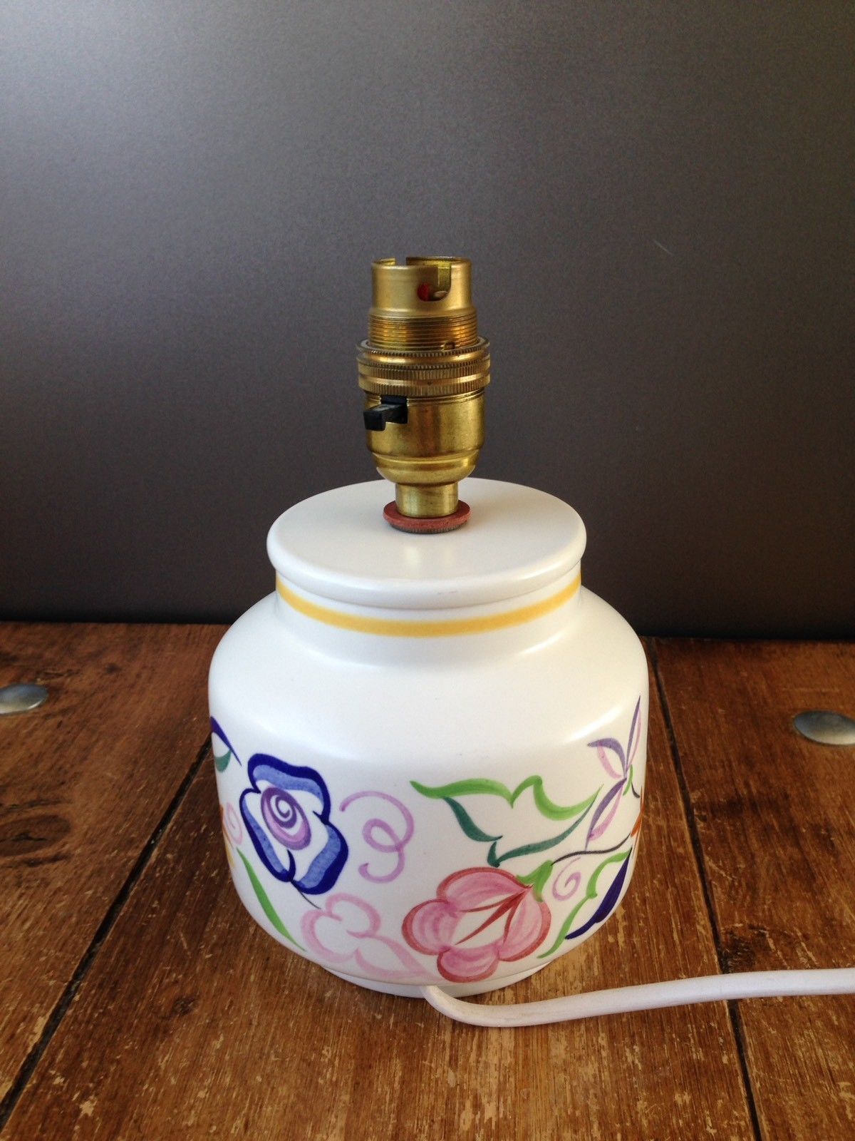 Retro 50's 60's Poole Pottery Cs K Floral Bedside Lamp Base Mid Century Vintage photo Lighting
