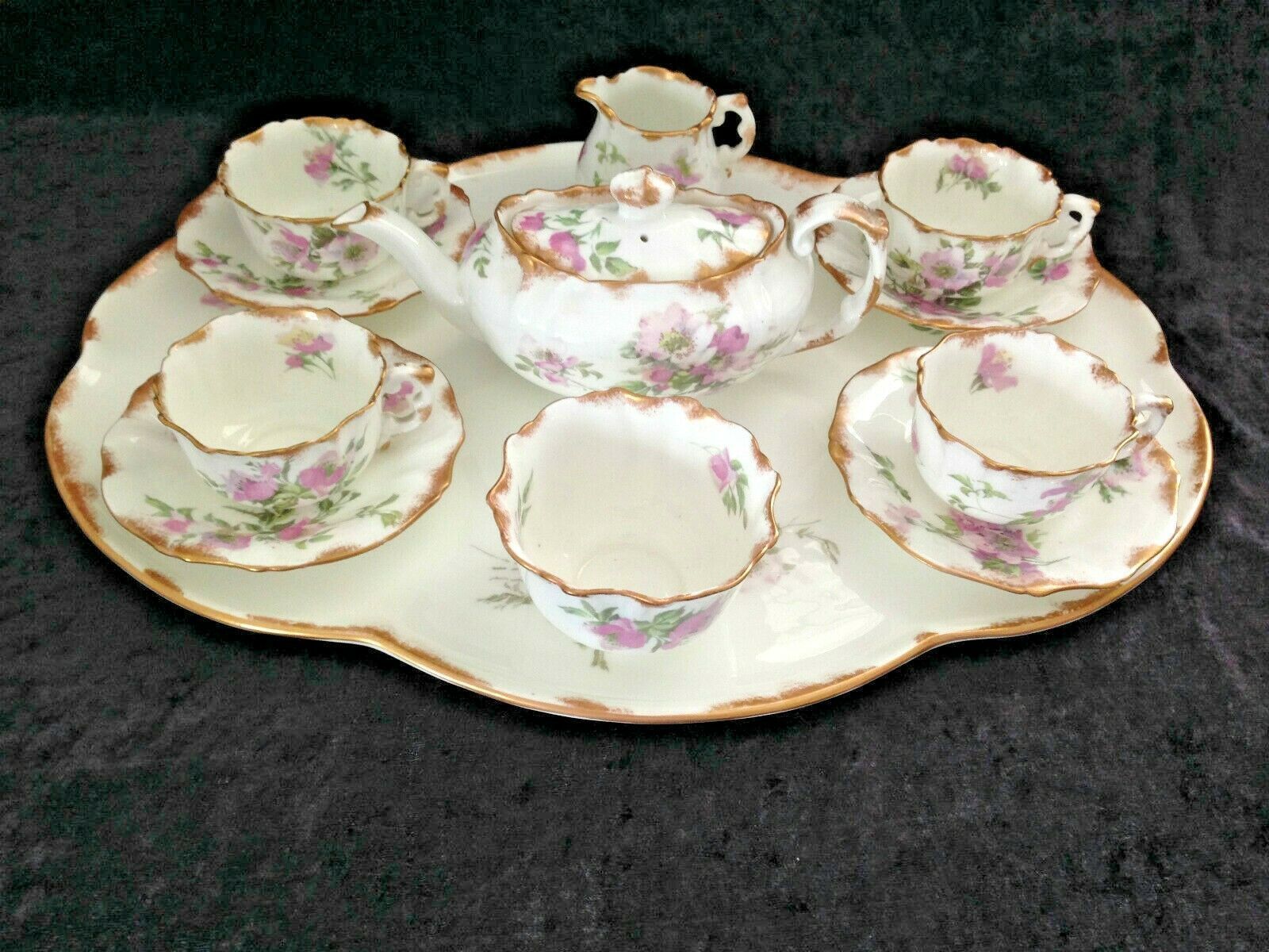 495.0 V.Rare C1887 1912 Edwardian Hammersley 12 Piece Bachelors Afternoon Tea Set Dresden Sprays photo
