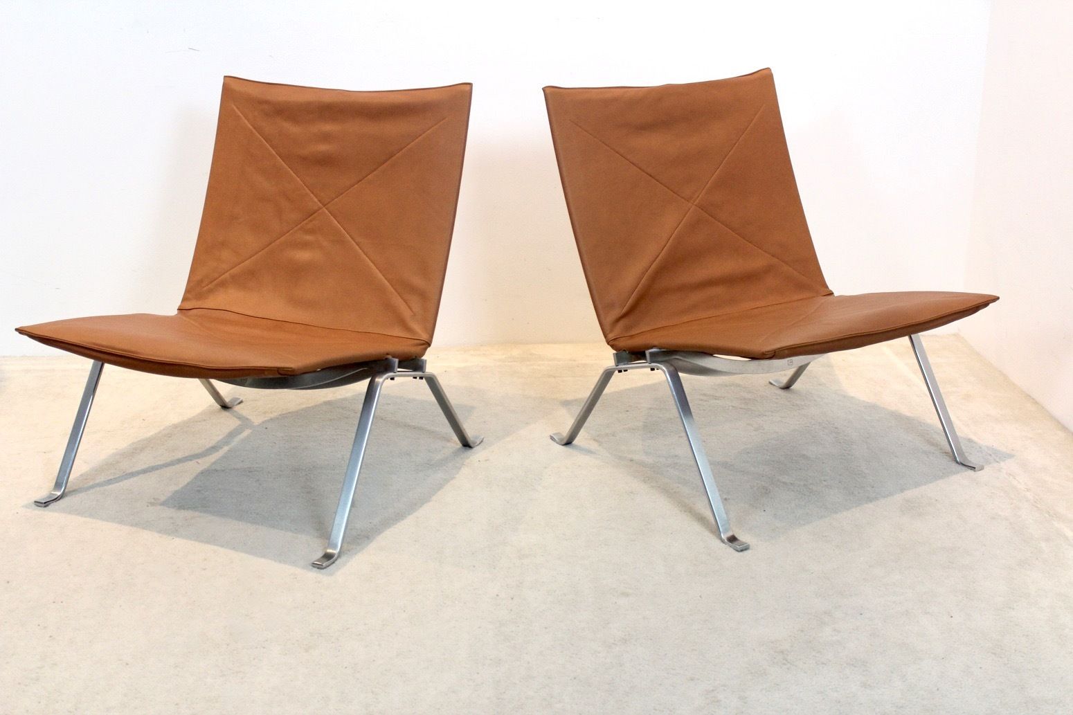 Cognac Leather Pk22 Chairs By Poul Kjærholm For E. Kold Christensen photo buy