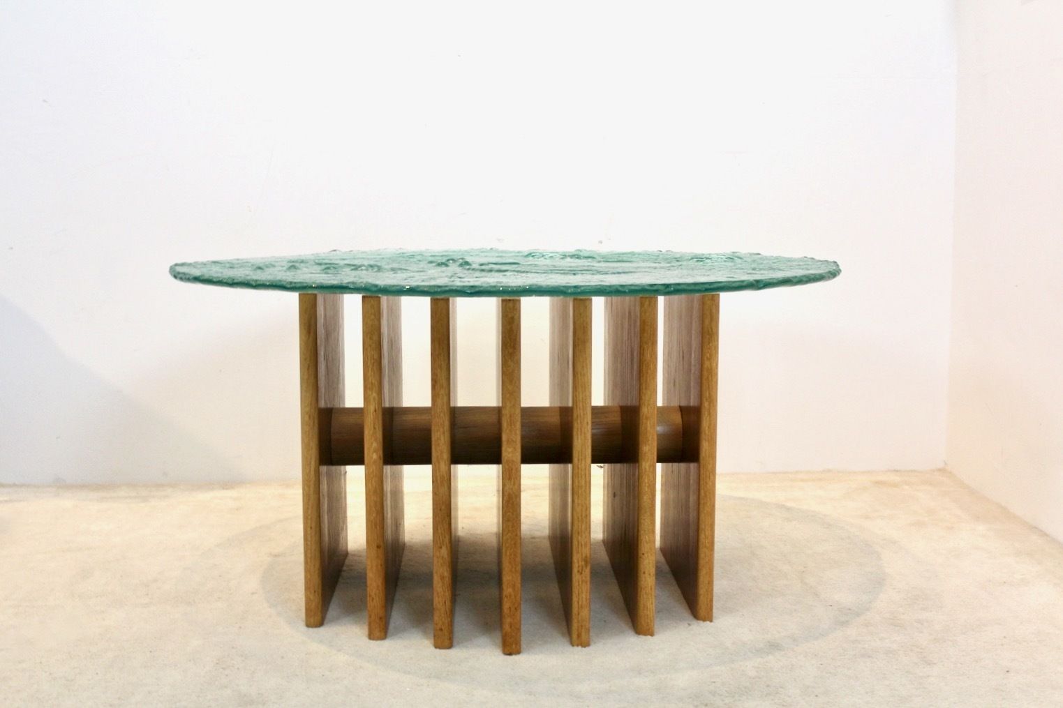 photo for sale Heinz Lilienthal Sculptural Glass Top Coffee Table