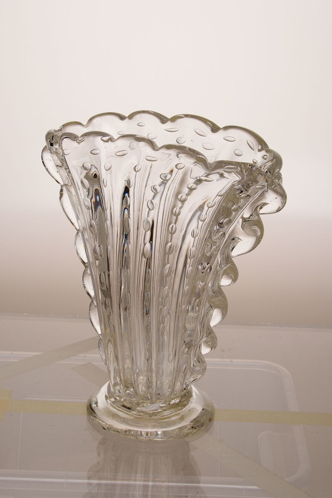 Vase In Venetian Crystal Glass Barovier And Toso   Murano 1930s photo furniture