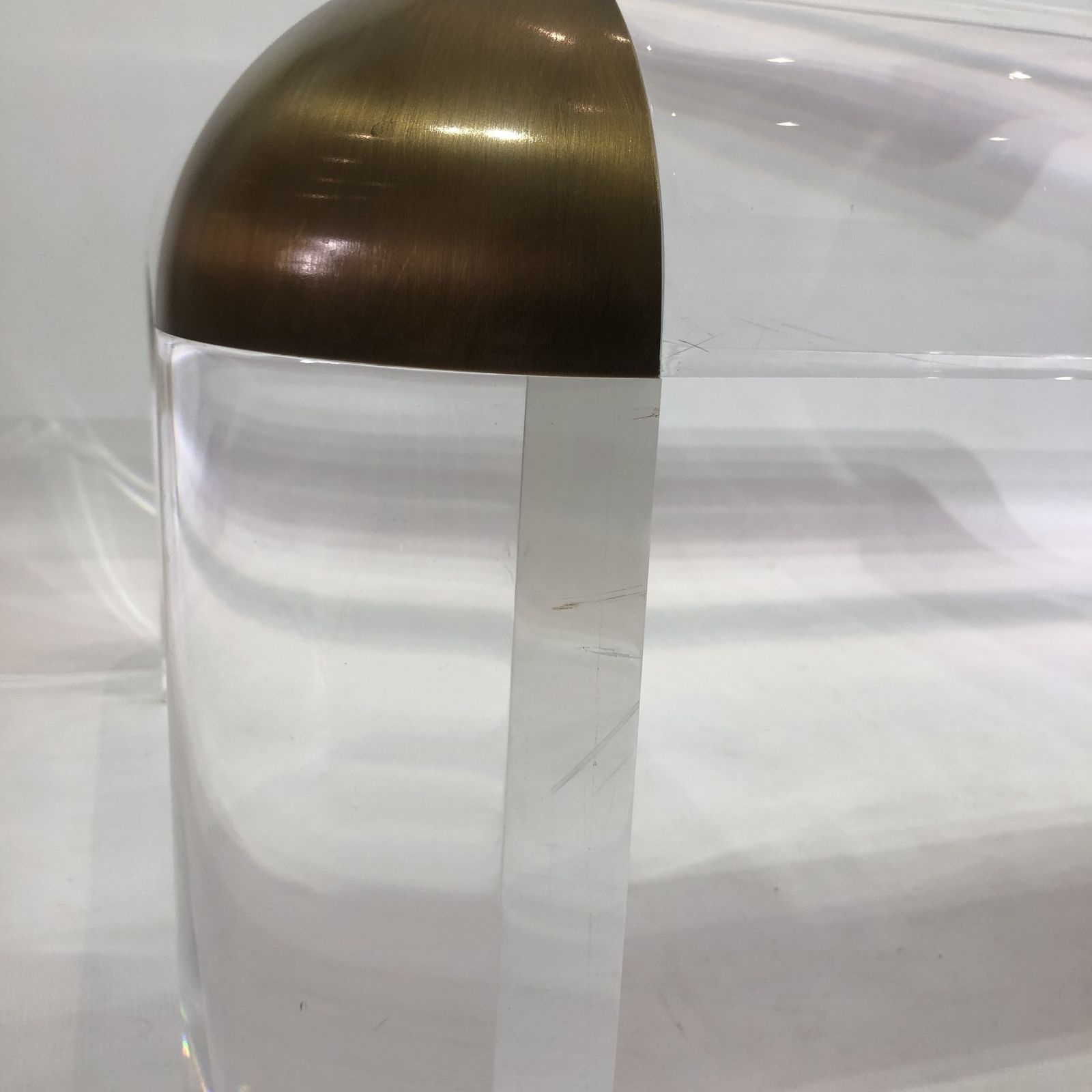 Lucite And Brass Karl Springer Style Coffee Table 1970s Modernist Mid Century photo vintage