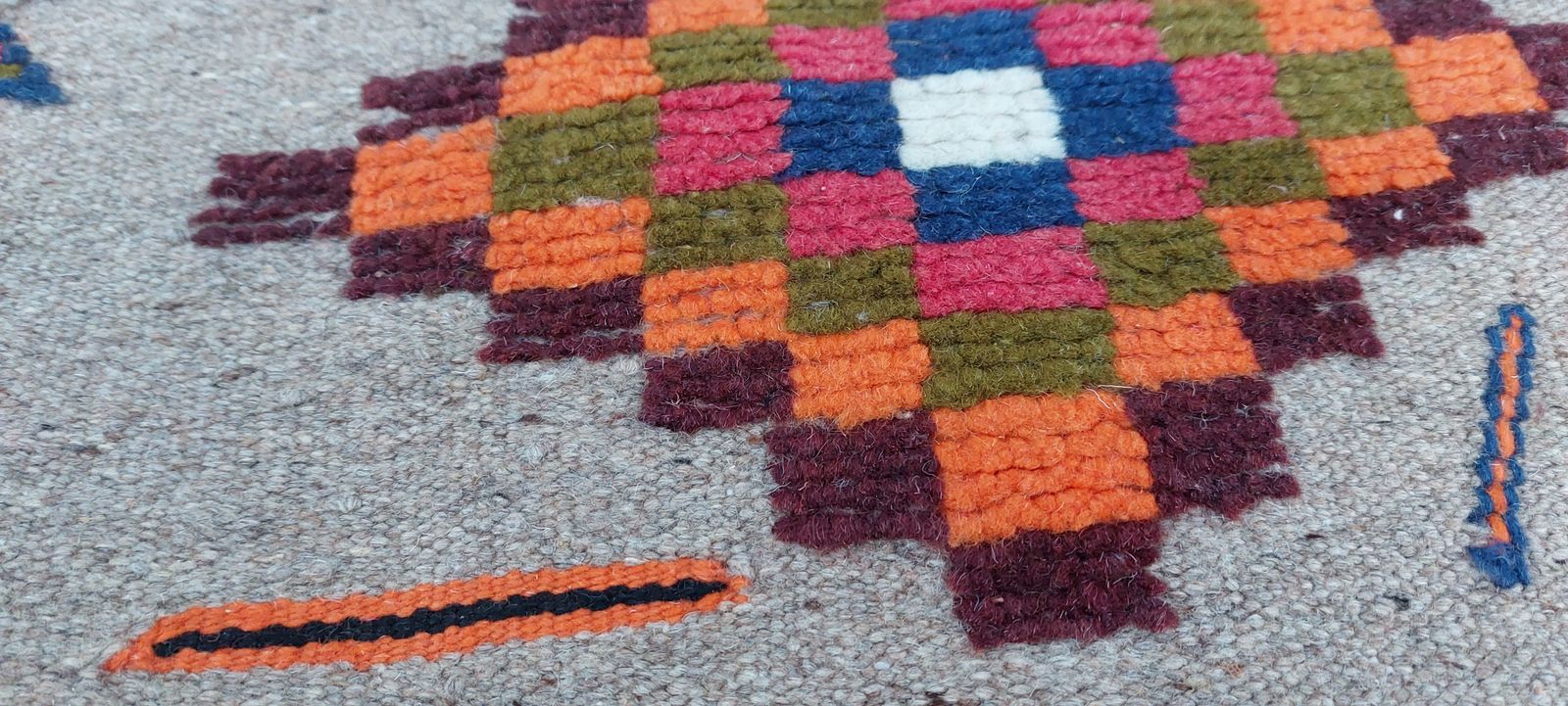 photo for sale Handmade Traditional Moroccan Rug. Berber Carpet Natural Wool And Camel Hair / 8.3x5.4 Ft