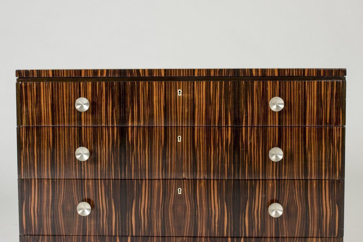 Swedish Functionalist Zebrano & Zebra Wood Chest Of Drawers, 1930s photo Furniture