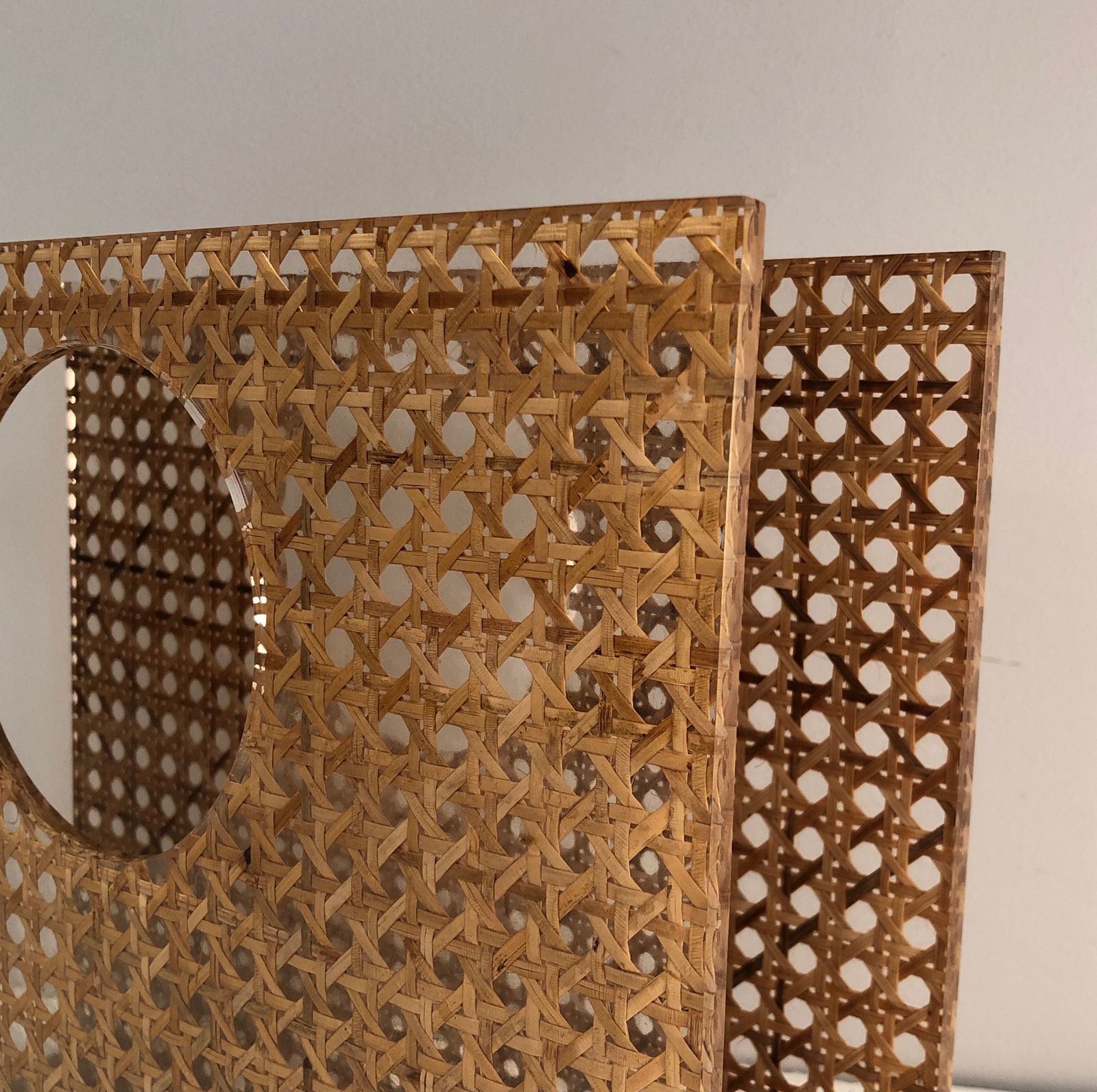 "Handbag" Magazine Rack In Plexiglass And Encrusted Caning In The Style Of Christian Dior And Gabriella Crespi photo vinterior