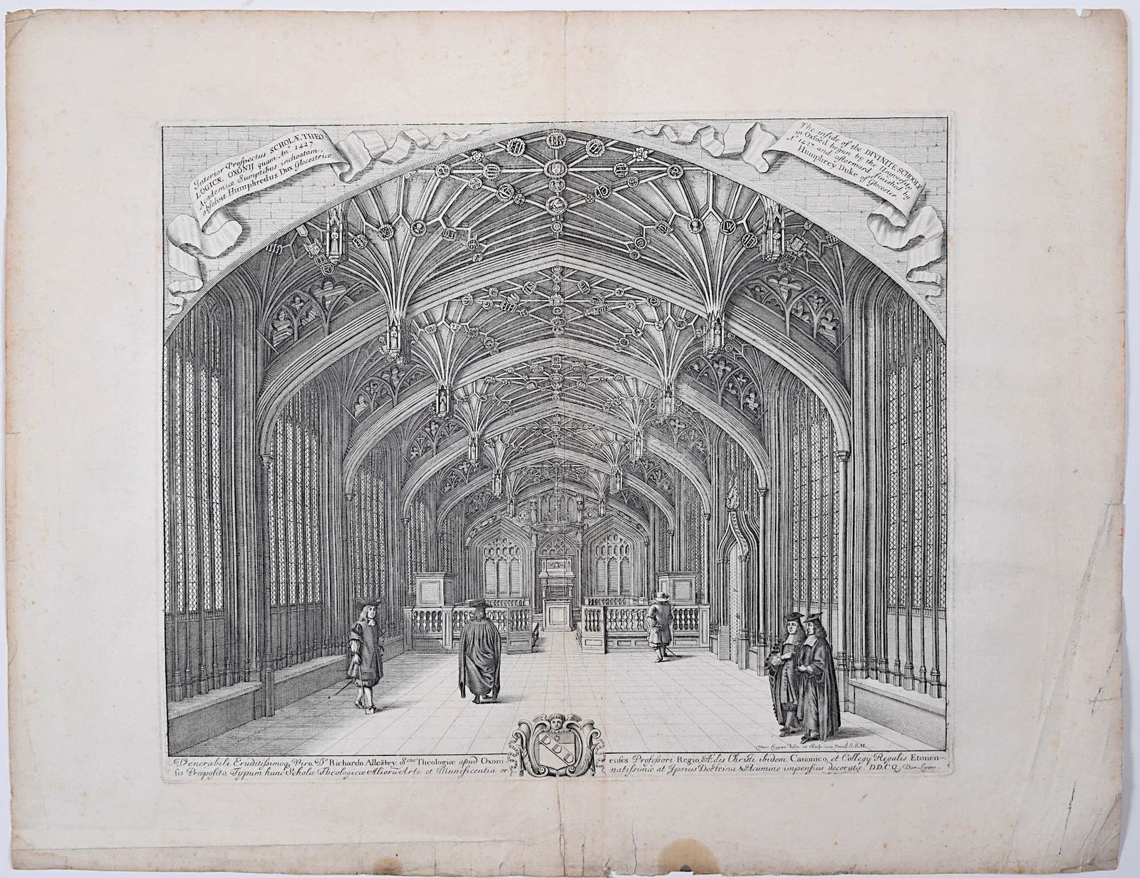 David Loggan Old Divinity School Oxford Scholae Theologicae Print 1675 Engraving photo furniture