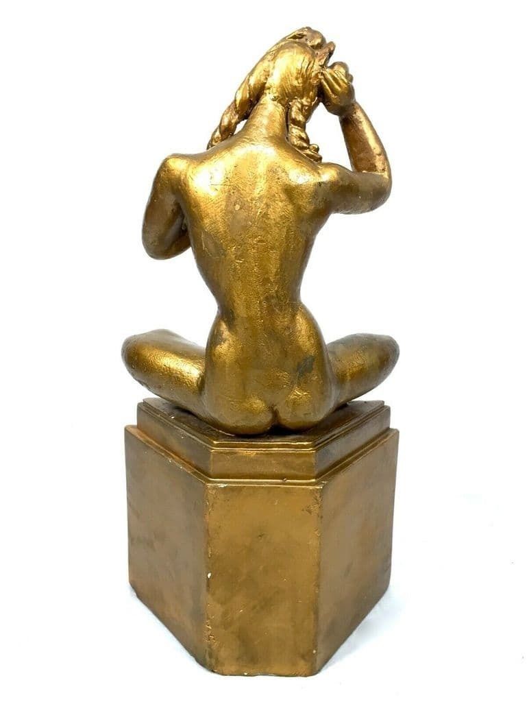 Antique Advertising   1940s Crowing Glory Statue By Eugene Ltd Hairdresser Sign photo vinterior