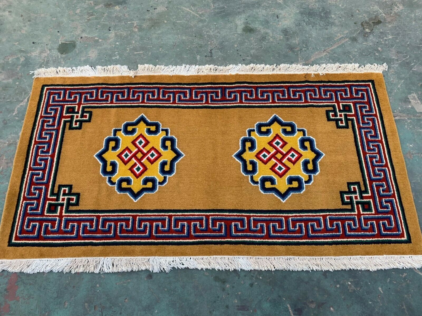 Rare Mongolian Rug 200x105 Cm, Vintage Old Tribal photo Textiles