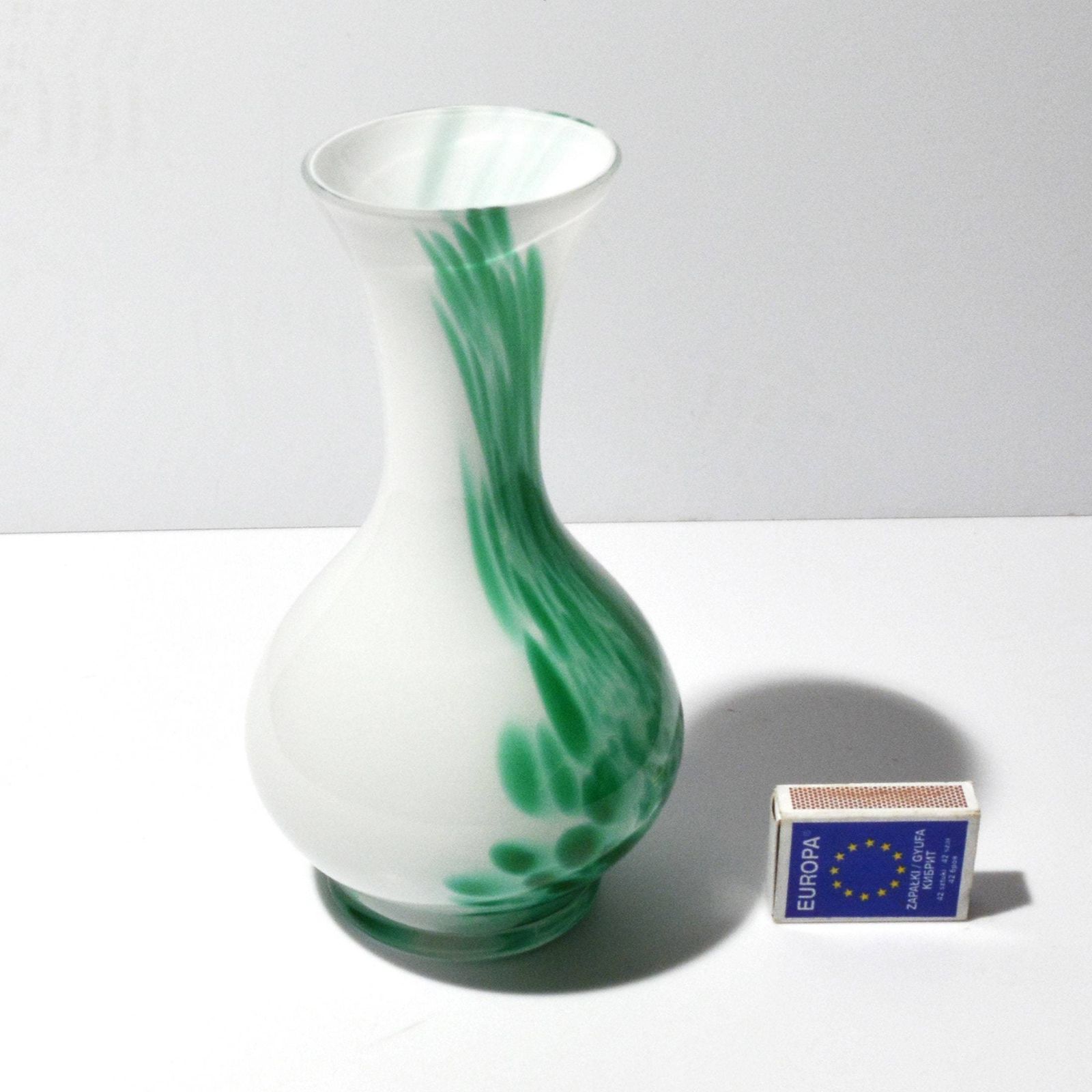 1970s Modern Glass, Vase, Designed By C. Moretti, Empoli Opaline Florence, Italy photo for sale