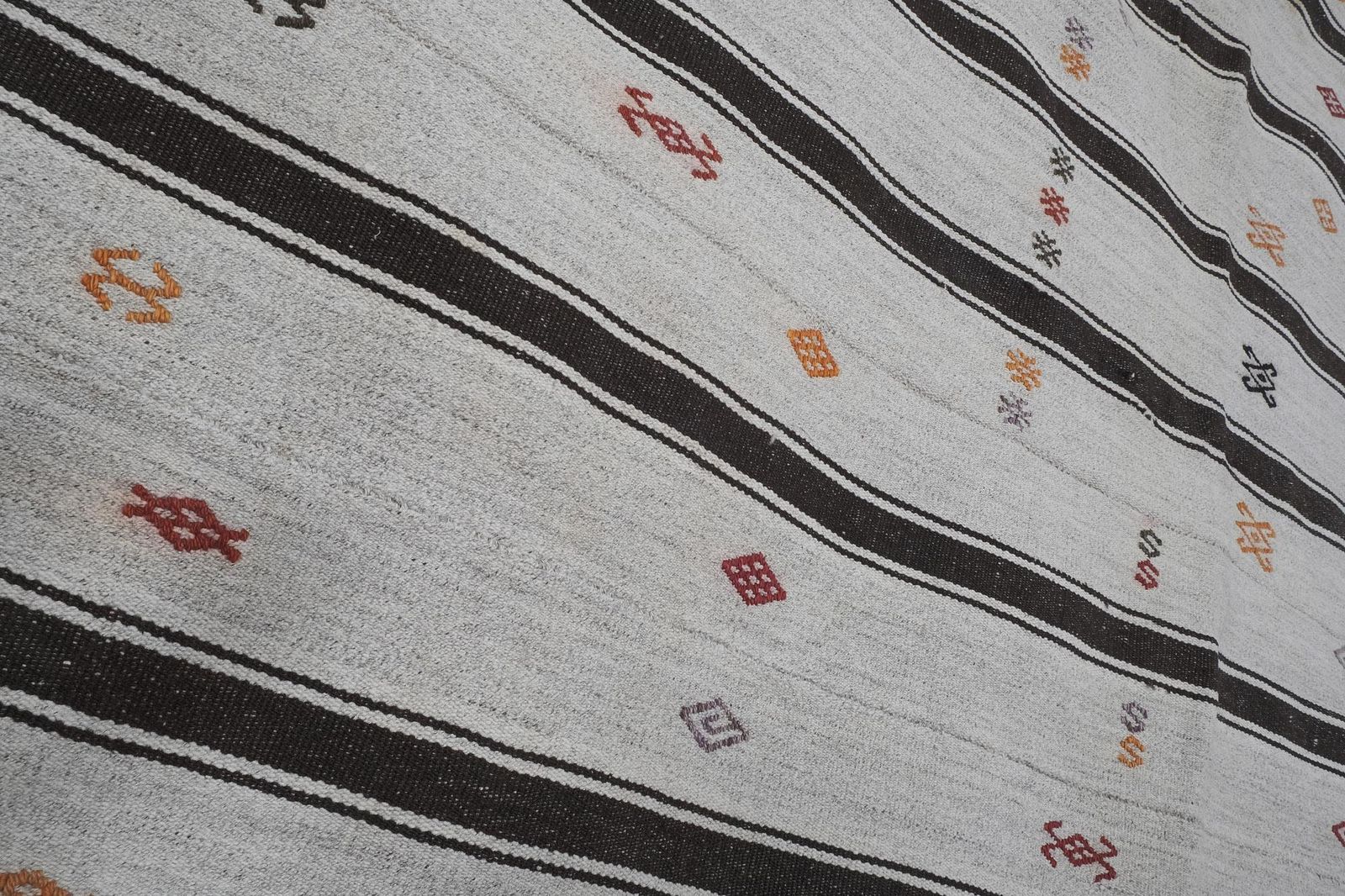Vintage Undyed Wool Goat Hair Turkish Kilim Rug 5' X 6'11'' photo vintage