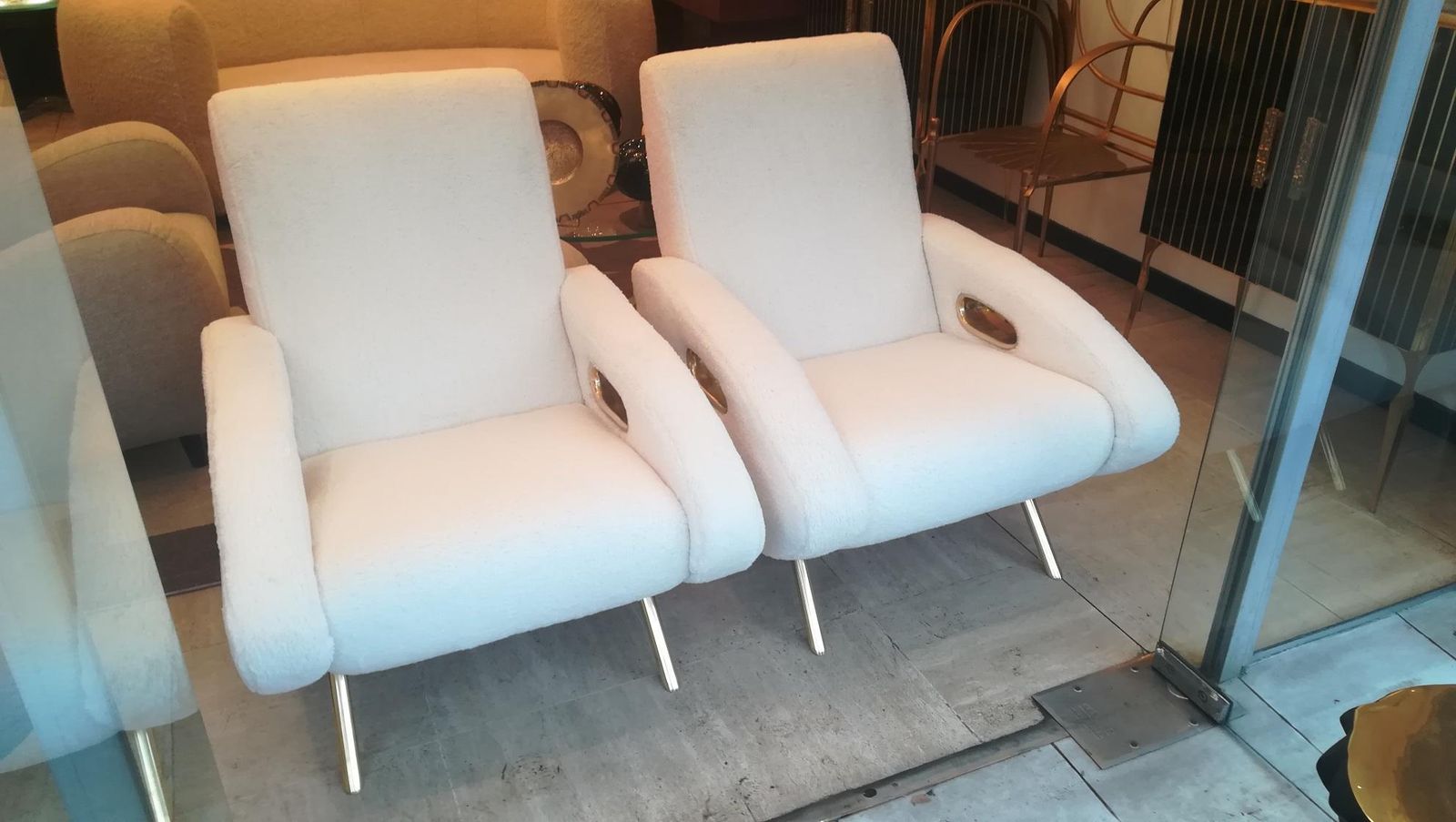Pair Of Armchairs In Soft White Fabric photo furniture