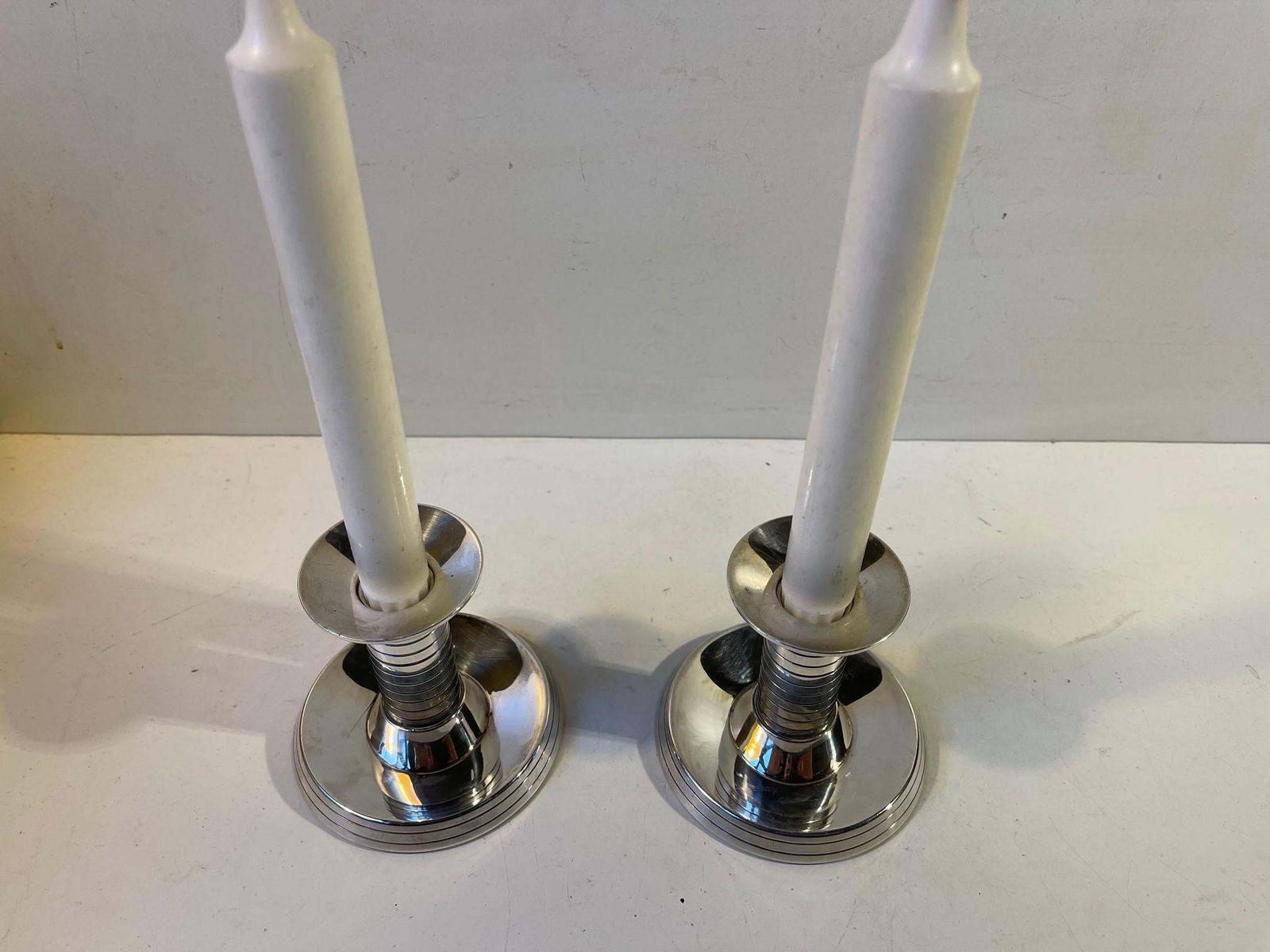 Art Deco Candlesticks In Plated Silver From Carl F. Christensen 1920s photo 386.0