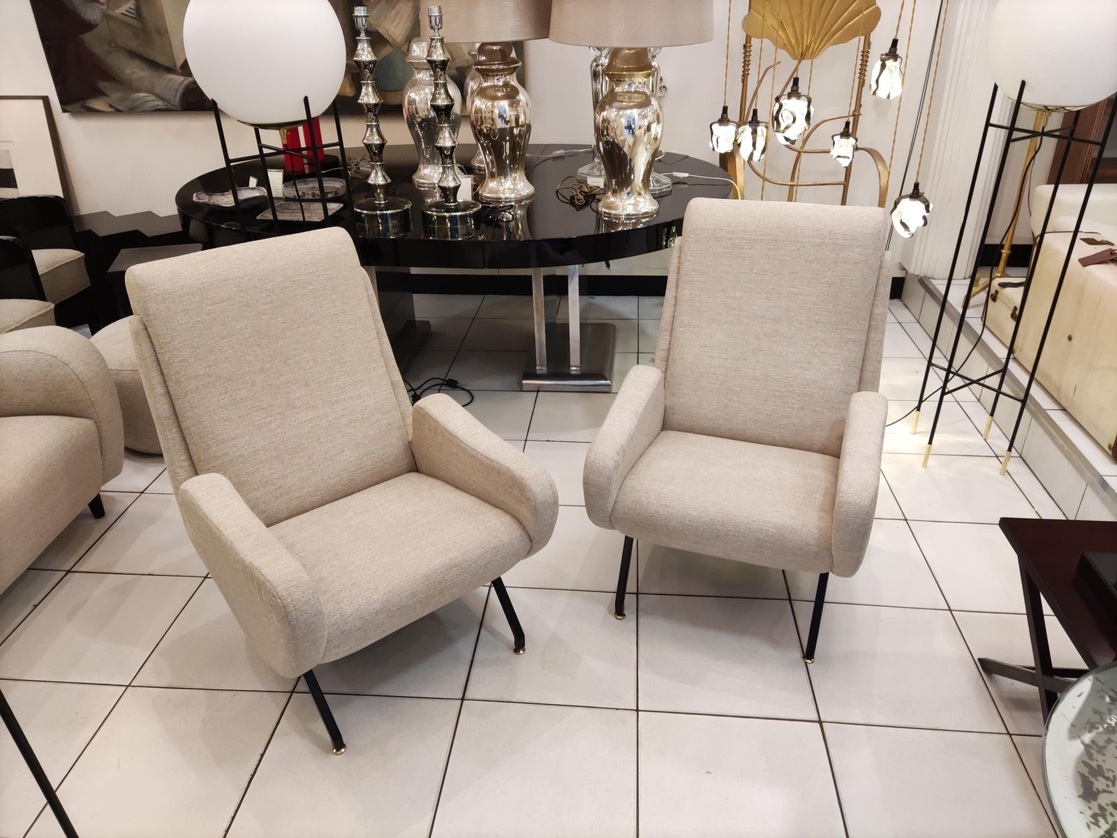 Pair Of Italian Armchairs With Black Metal Feet photo furniture