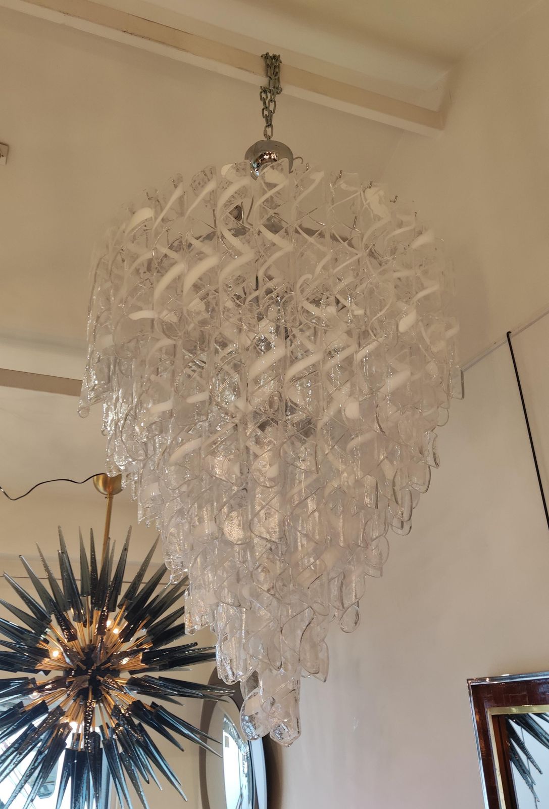 12720.0 Murano Glass Chandelier Chrome And Glass Pendants photo