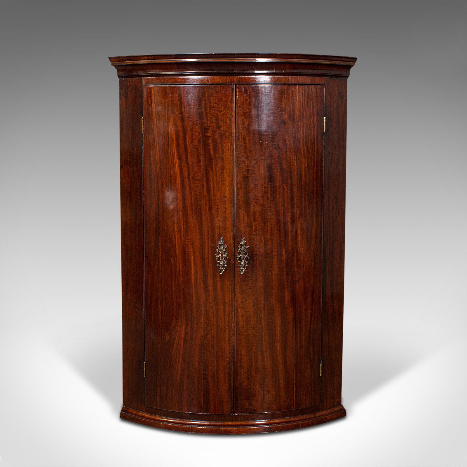 Antique Corner Cabinet, English, Bow Front, Hanging, C.1780 photo furniture