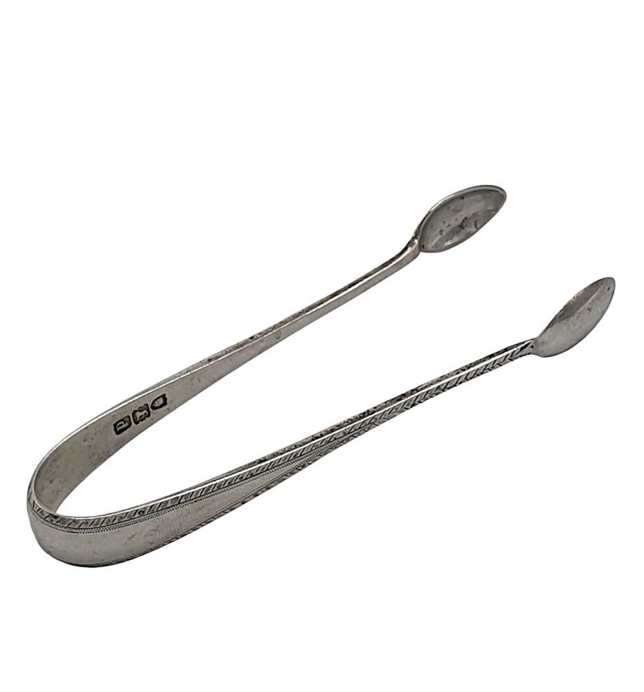 A Lovely 19th Century Sterling Silver Sugar Tongs