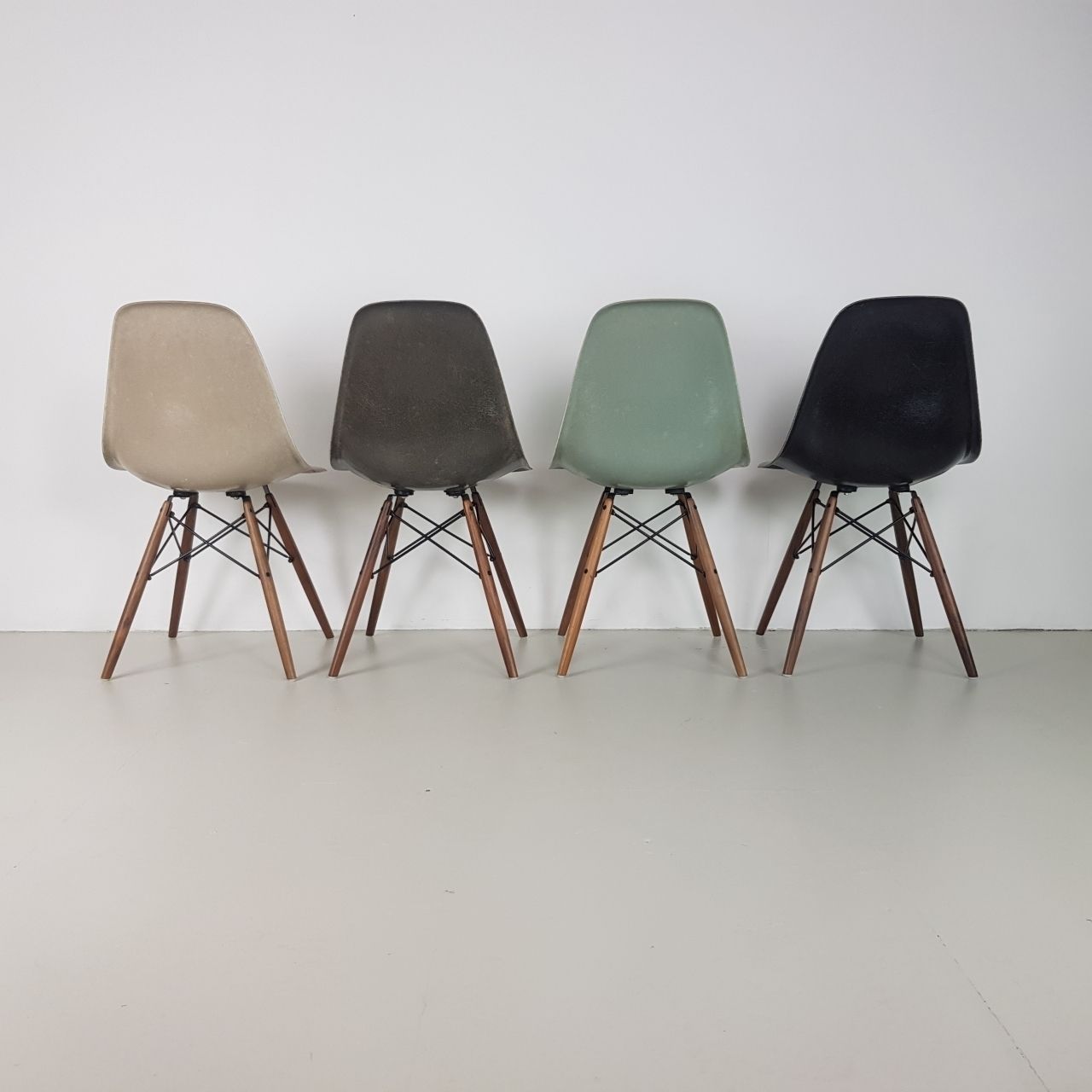 Eames Herman Miller Dsw Side Chairs In Light Greige / Elephant Grey / Seafoam Green / Black photo buy