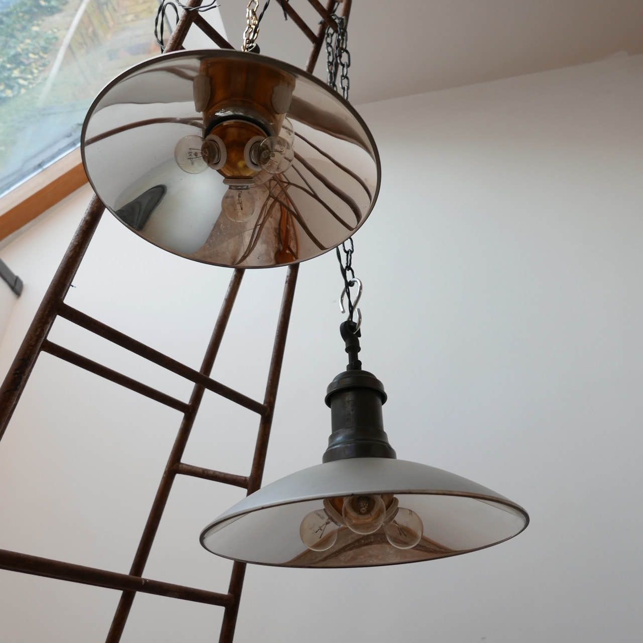Mirrored Antique German Glass Pendant Lights (2) photo 895.0